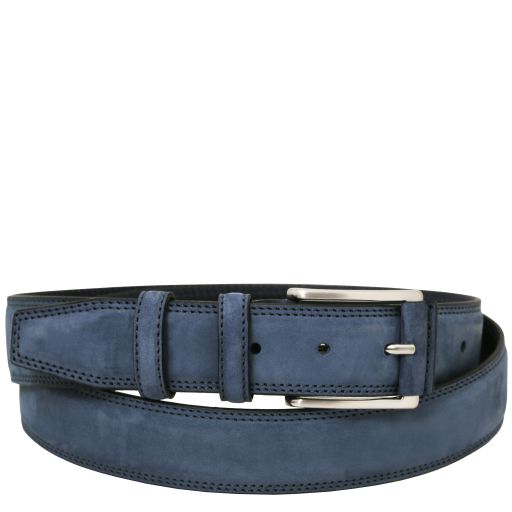 Elegant nubuck leather belt 35mm - Dark Blue - 95 cm