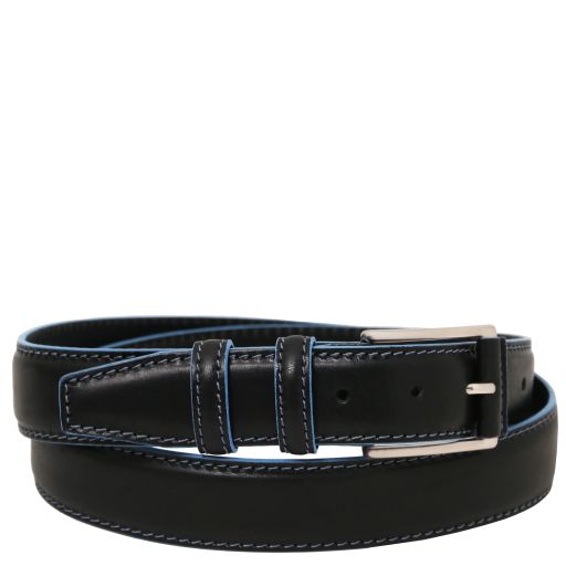 Tuscany Leather Casual leather belt 35mm with light blue edges (TL142528)