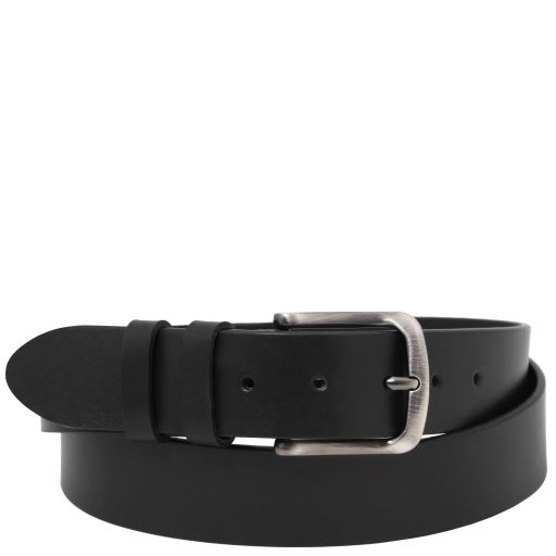 Handcrafted leather belt 40mm for jeans - Black - 95 cm
