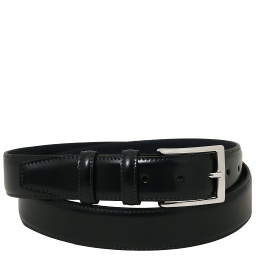 Elegant brushed leather belt 35mm - Black - 95 cm