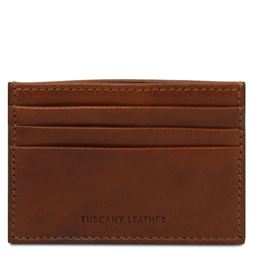 Leather Credit Card Holder - Brown