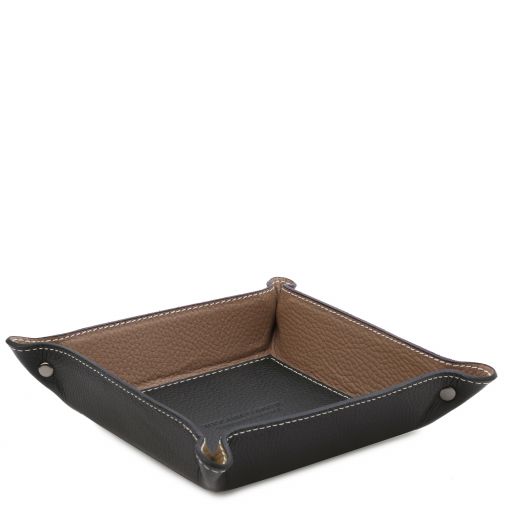 Leather valet tray - Black