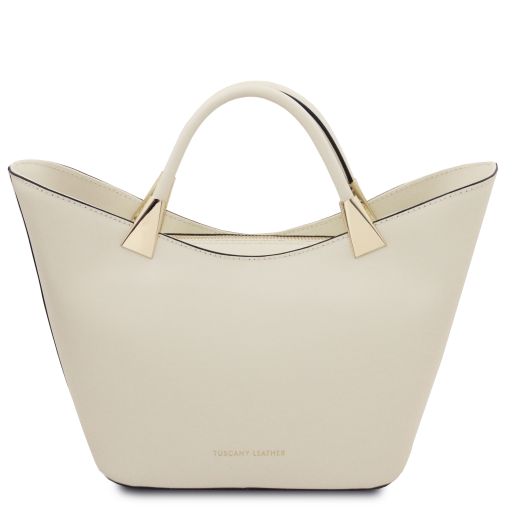 TL Bag - Leather handbag - Beige