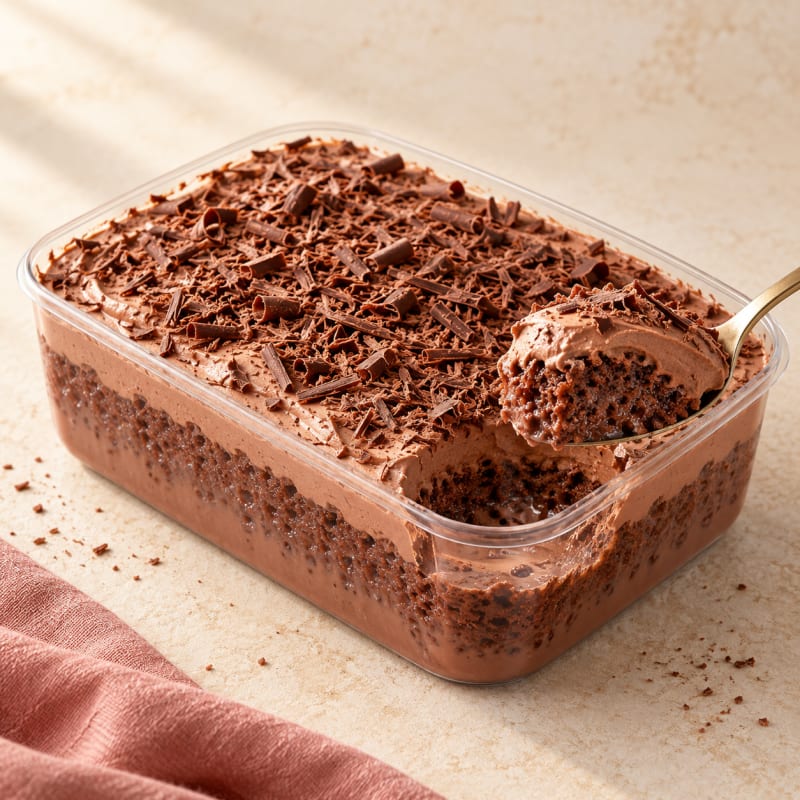 Illustrative image: Chocolate three milk cake. Temporary generated artwork; actual presentation may vary.