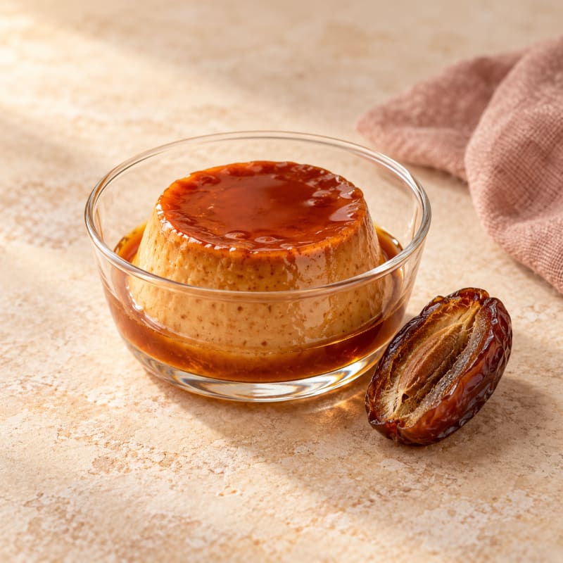 Illustrative image: Date flan. Temporary generated artwork; actual presentation may vary.
