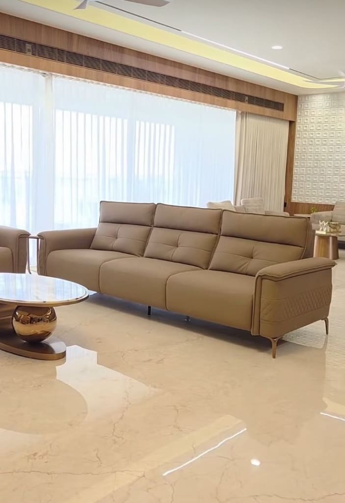 The Sorrento Tan Leather Recliner Suite