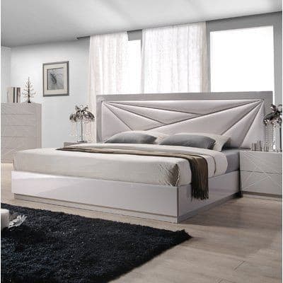 Aura Geometric Padded Platform Bed