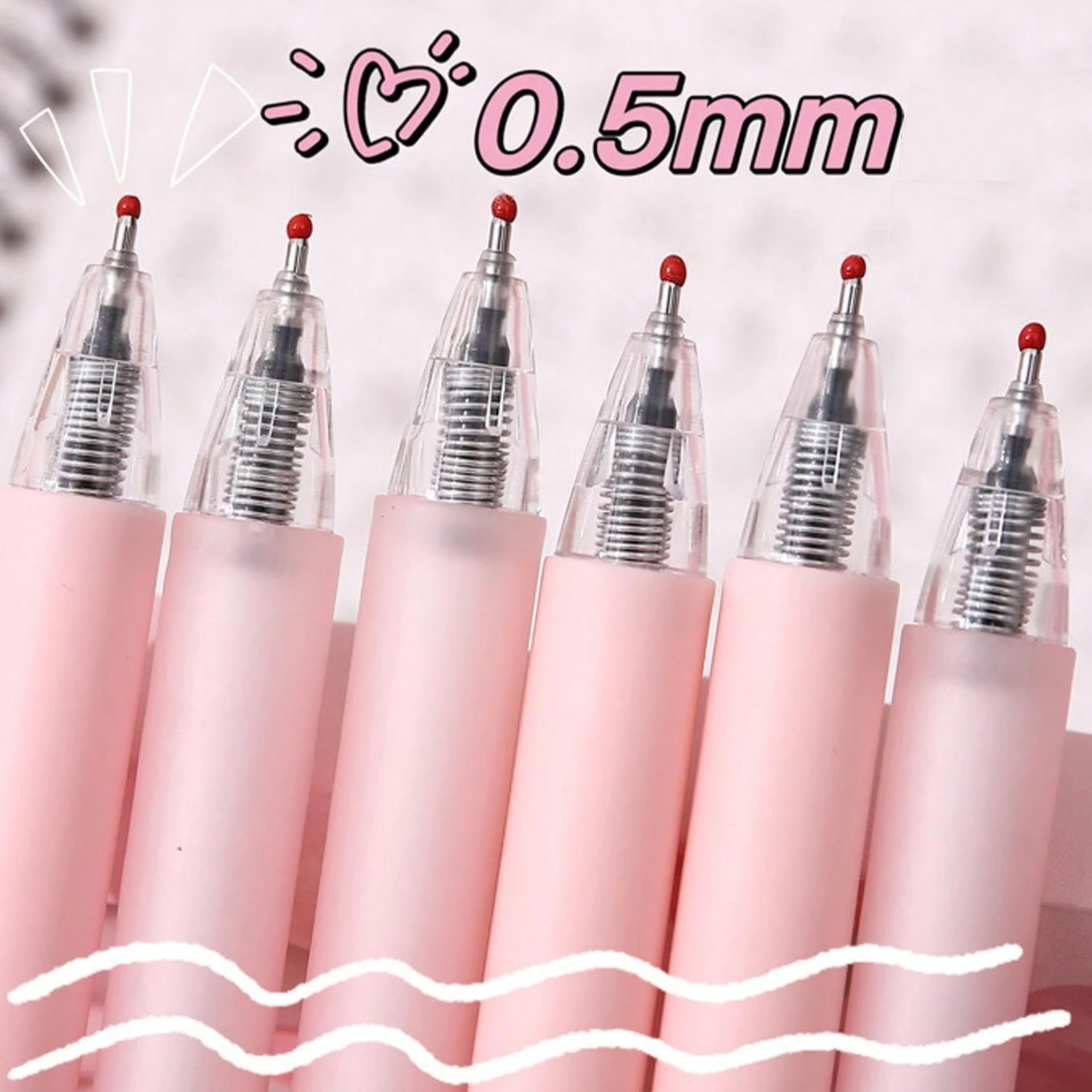 3/6pcs Cute Floral Gel Pens, 0.5mm Fine Point Black Ink – Smooth Writing Retractable Pens, Pink Tulip Design view 2