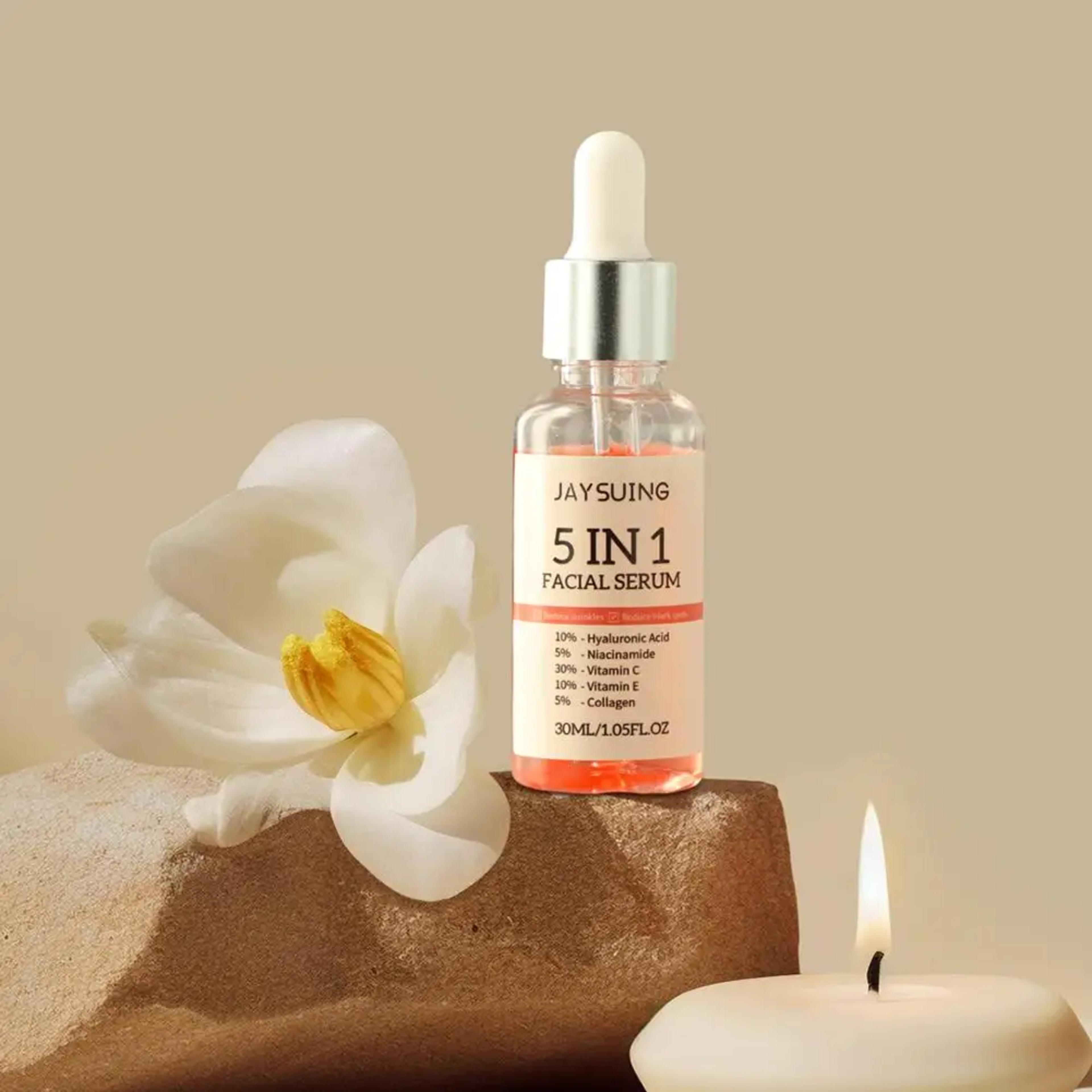 5 In 1 Fade fine lines Firming Face Serum Moisturizing brightning Vitamin C Hyaluronic Acid Facial Serum Shrink Pores Skin Care view 3