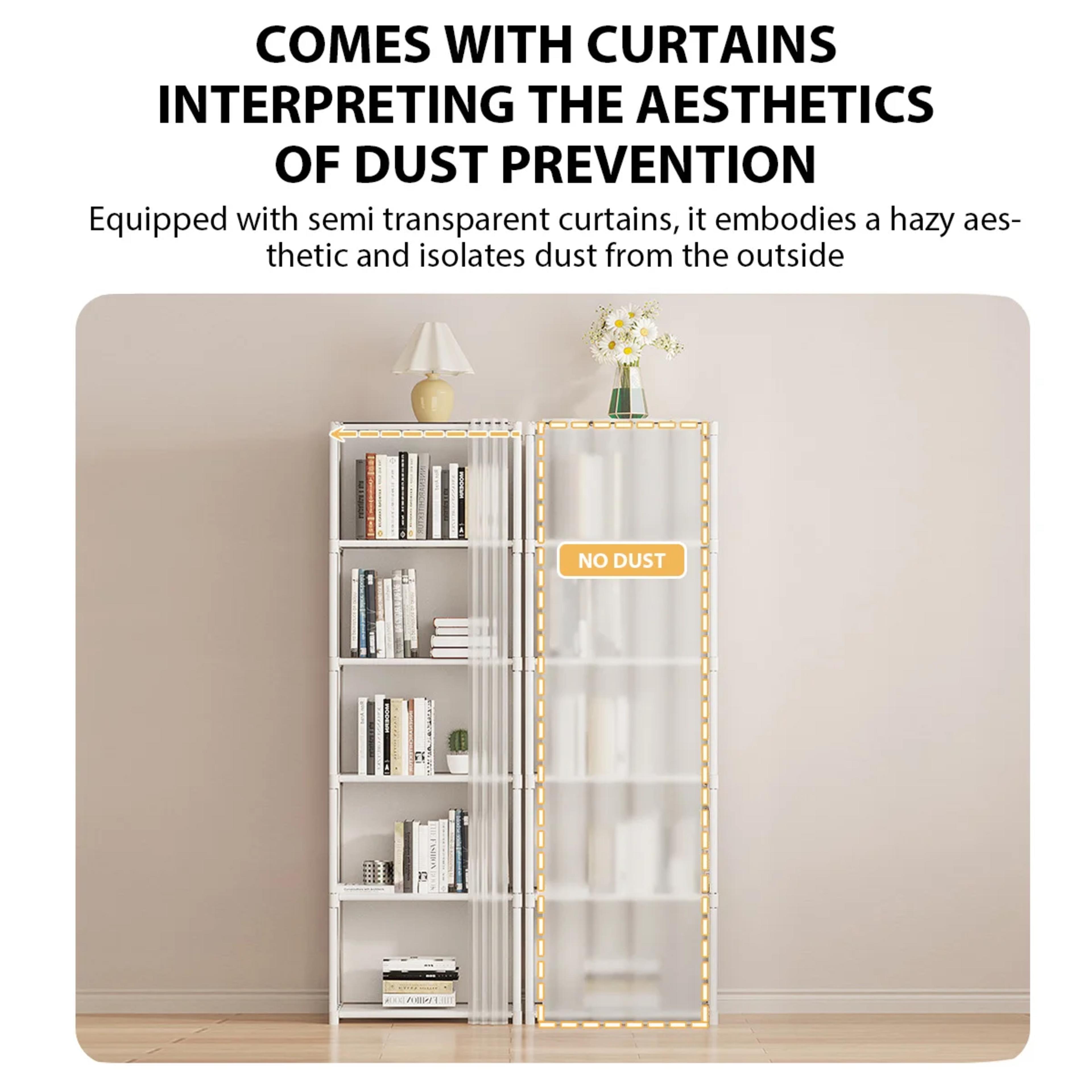 6/5 Layers Dustproof Wardrobe High Capacity Bedroom Open Storage Cabinet Simple Assembly Partition Bookshelf Closet Organizer view 3