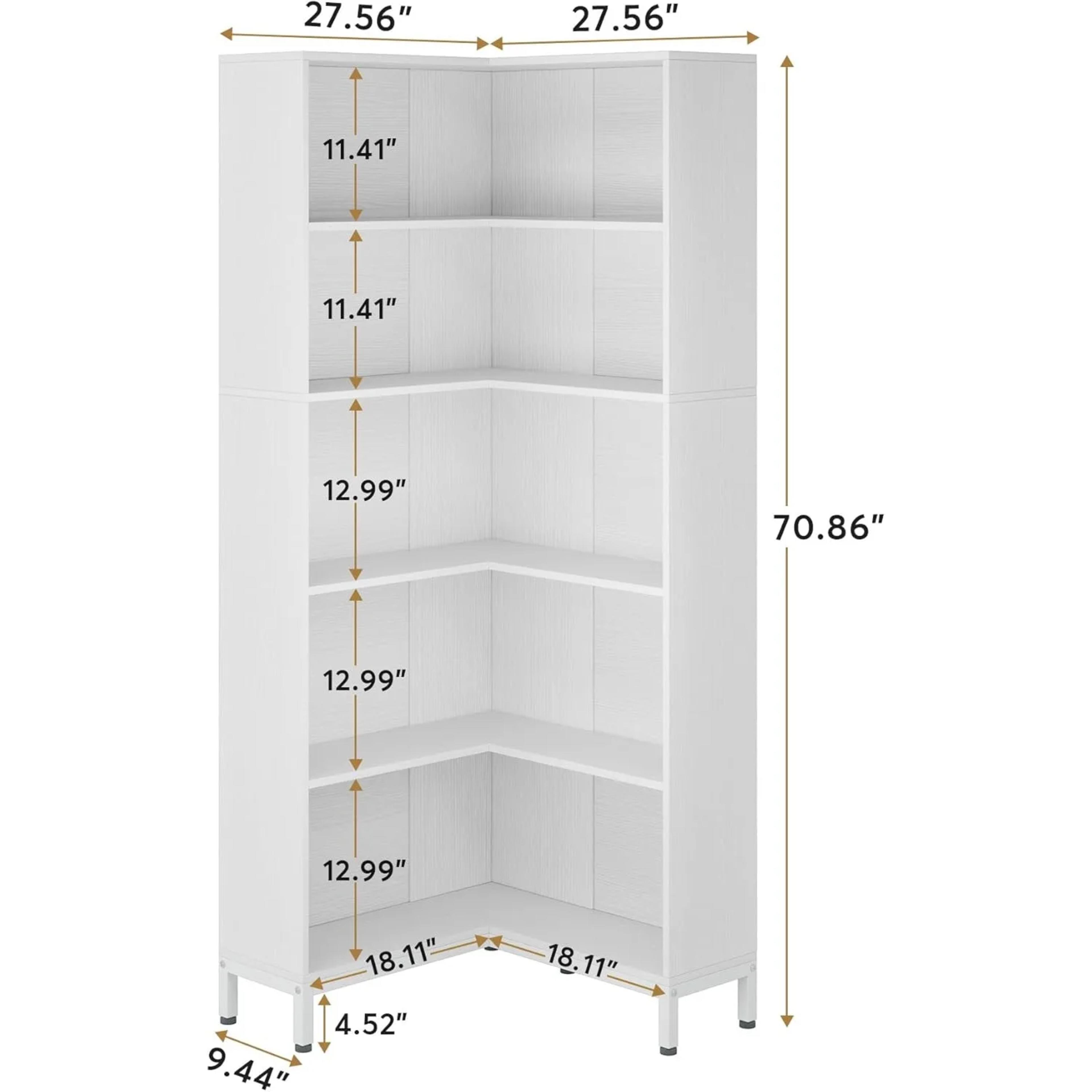 71 Inches L-Shaped Corner Bookcase, 6-Tiers Industrial Etagere Bookshelf, Tall Storage Display Rack,Freestanding Bookshelves alternate