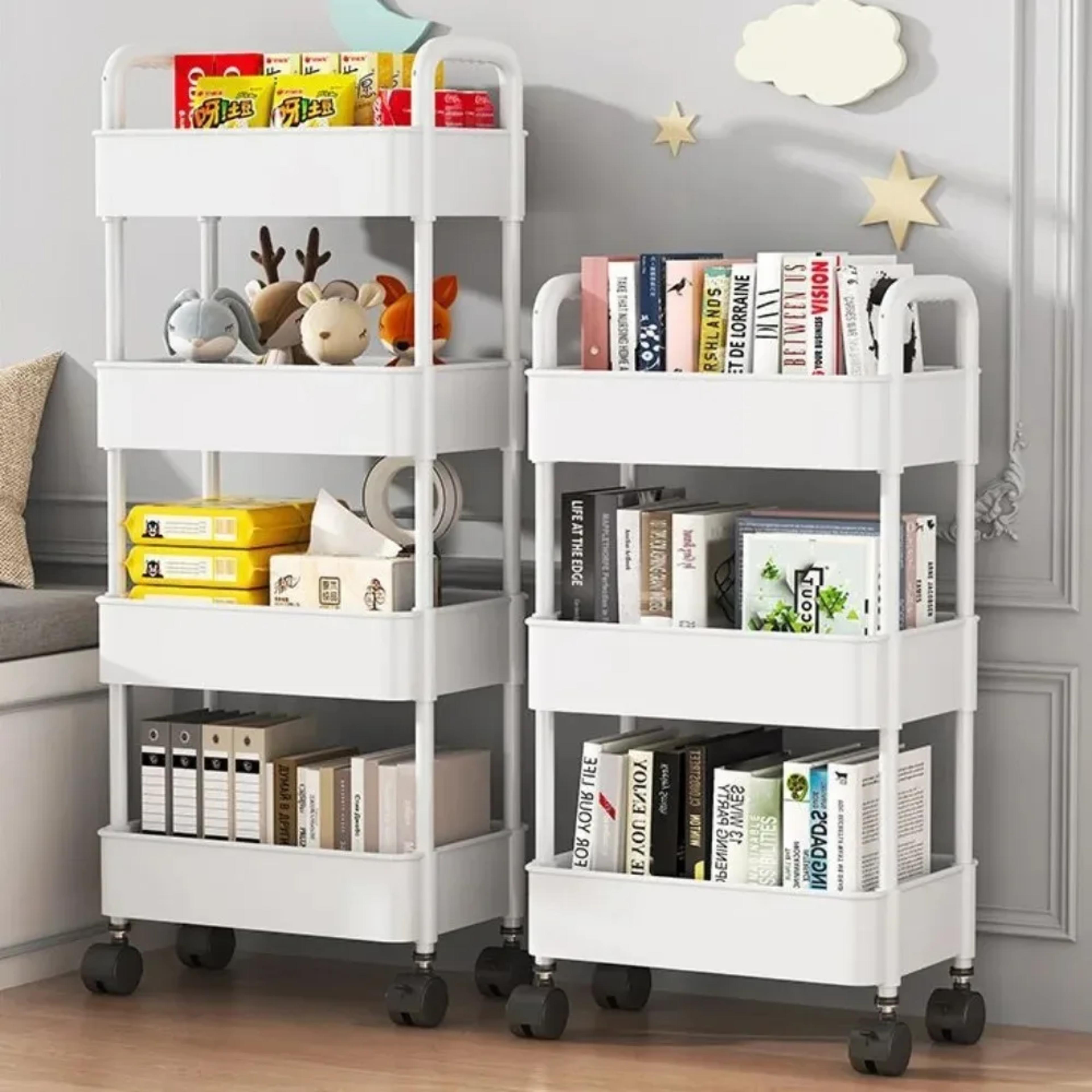 Bookshelf Storage Trolley Mobile Kitchen Organizer Cart With Wheels Multi-Layer Bathroom Shelves Household Snacks Storage Rack view 3