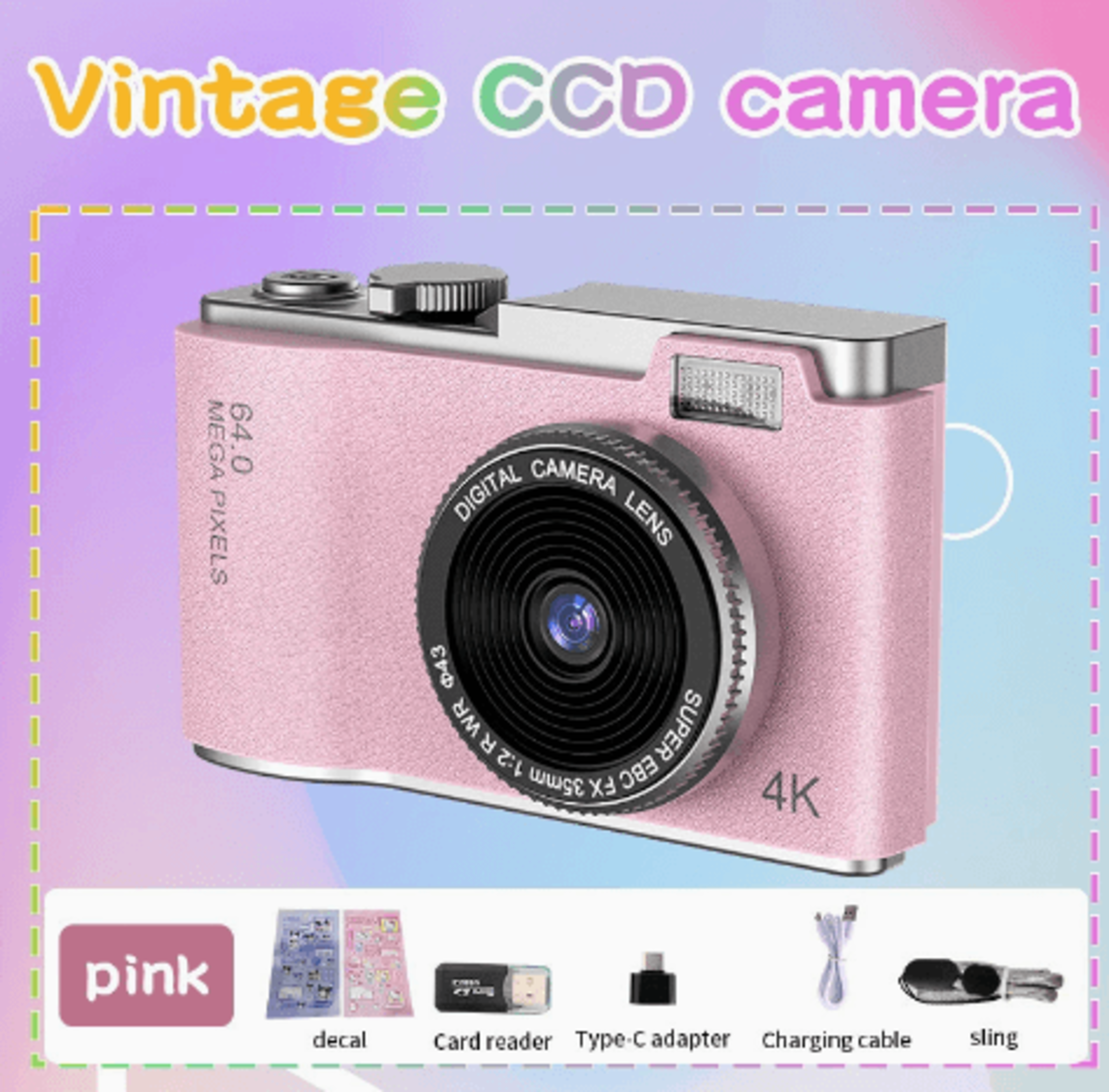 【Customer favorite】 Digital Camera 4K 64MP Photography Camera Video Camcorder Rechargeable Cameras 2.4 inch Screen Camcorder for Kid Adult Beginners