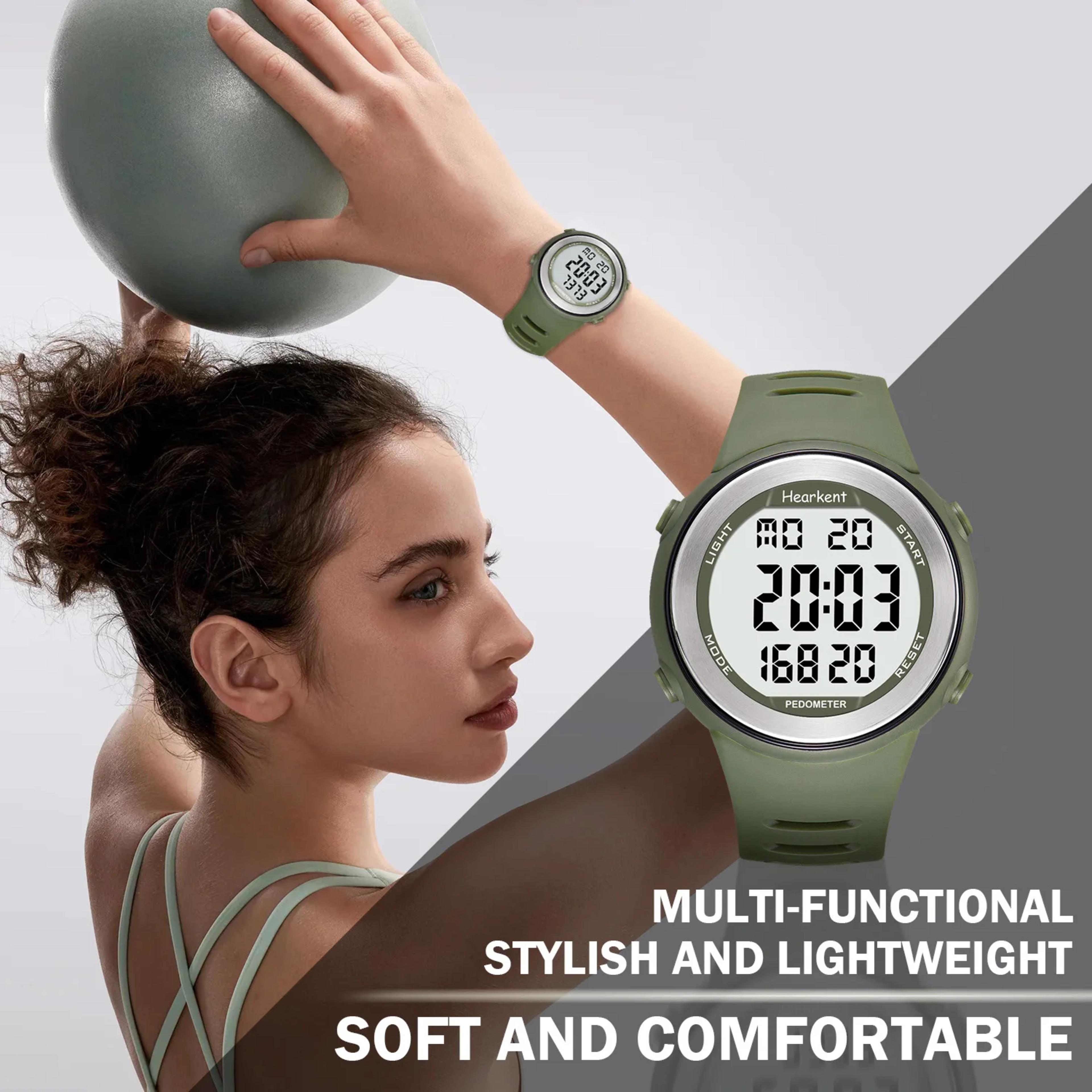 Hearkent Pedometer Watch Men Waterproof Step Counter Calorie Tracker Women Back Light Display Countdown Digital Watch view 3