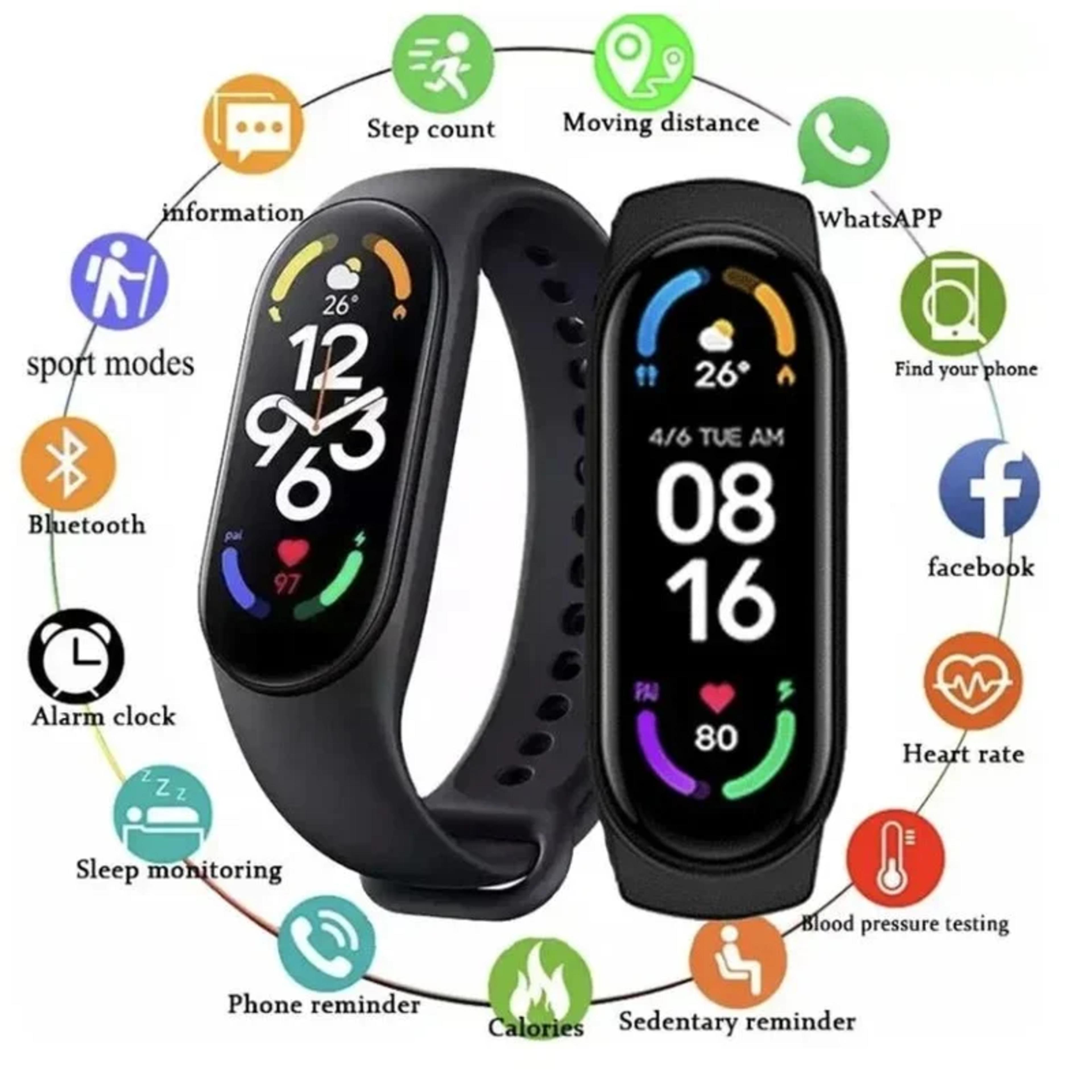M7 Smart Watch Men Women Fitness Tracker Watch Heart Rate Blood Pressure Monitor Smart watch Sports Waterproof Watches Smart Band alternate