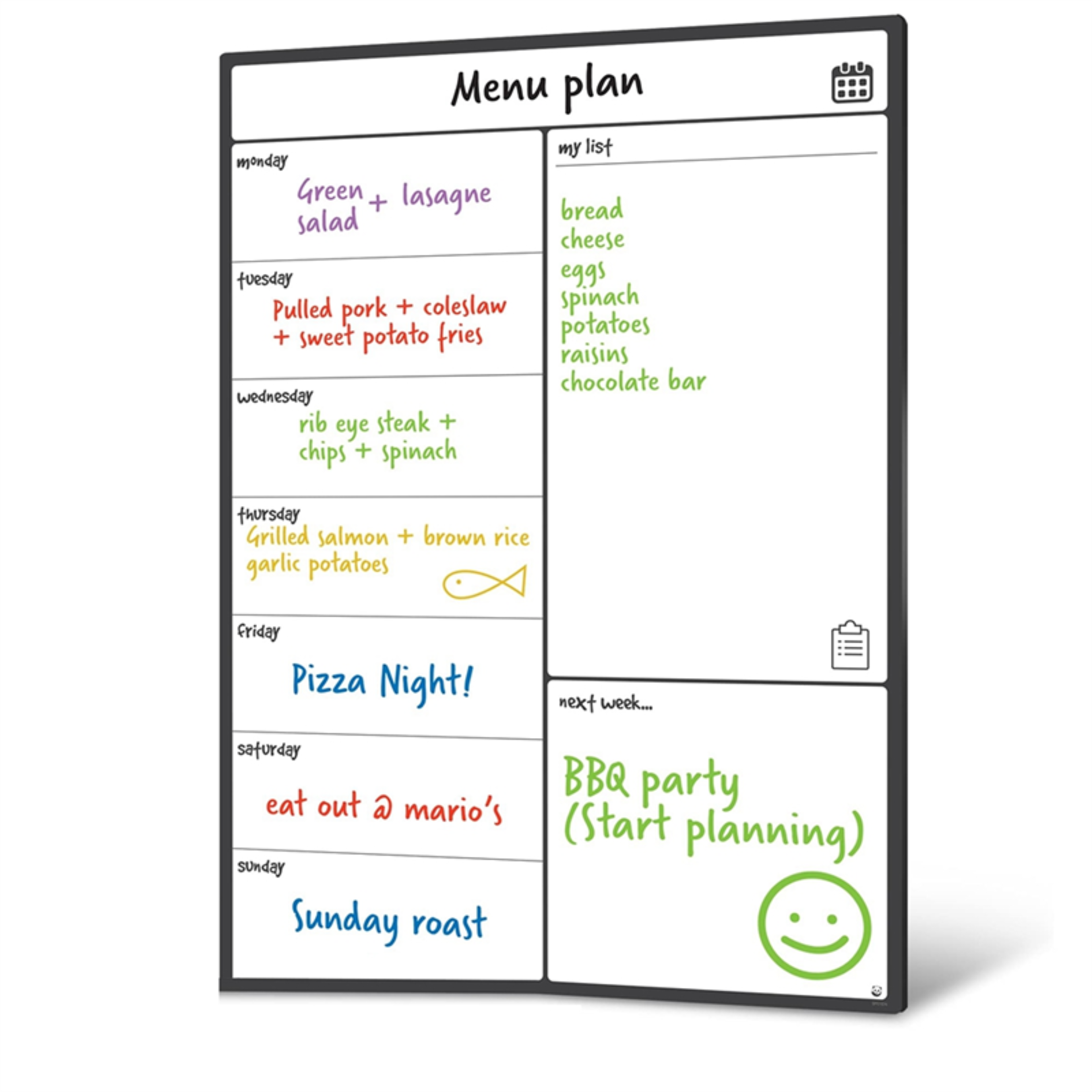 Magnetic Whiteboard Fridge Calendar Meal Planner and Shopping List White Board - Memo Board and Family Planner Easy to Use