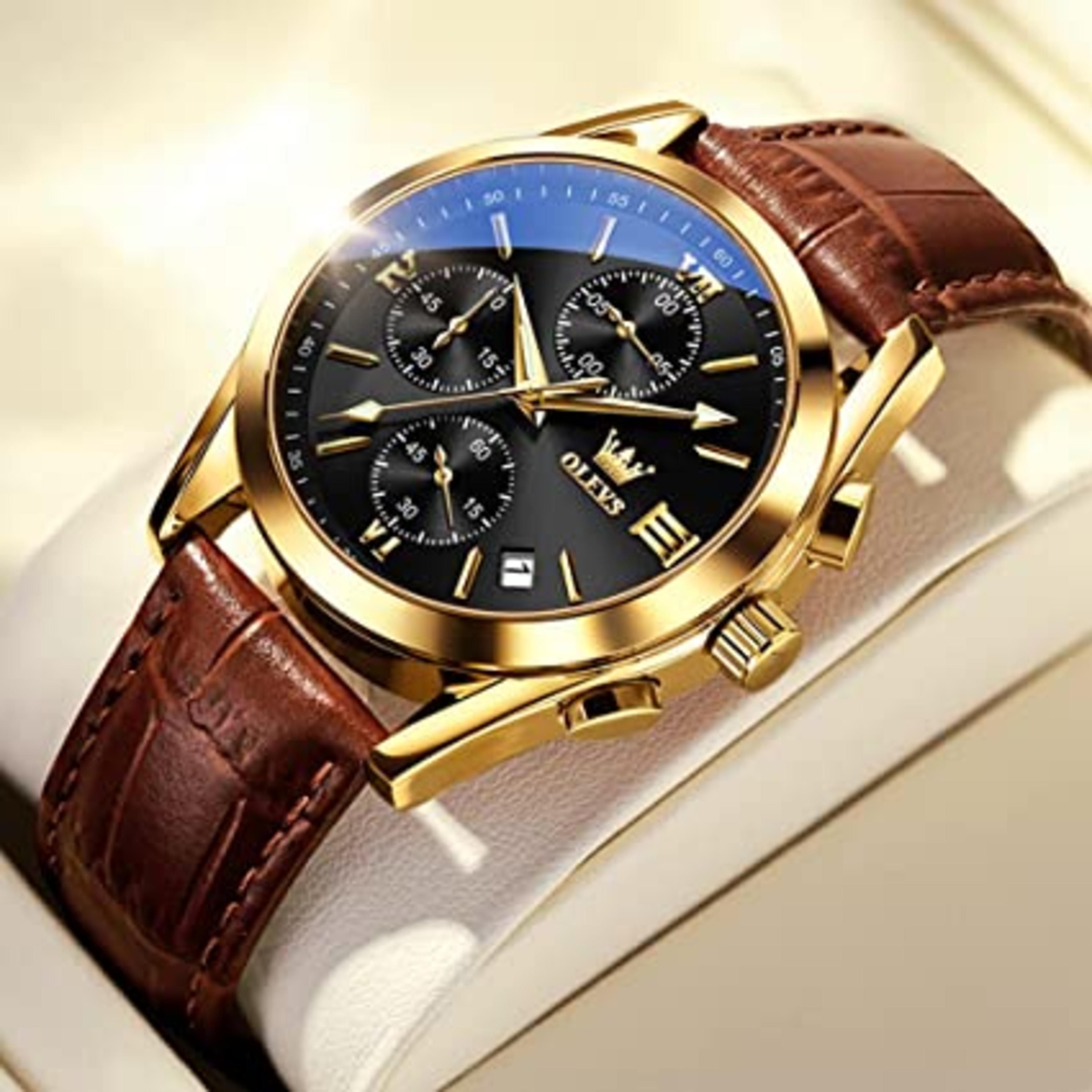 Men Leather Analoge Quartz Fashion Watch for Men