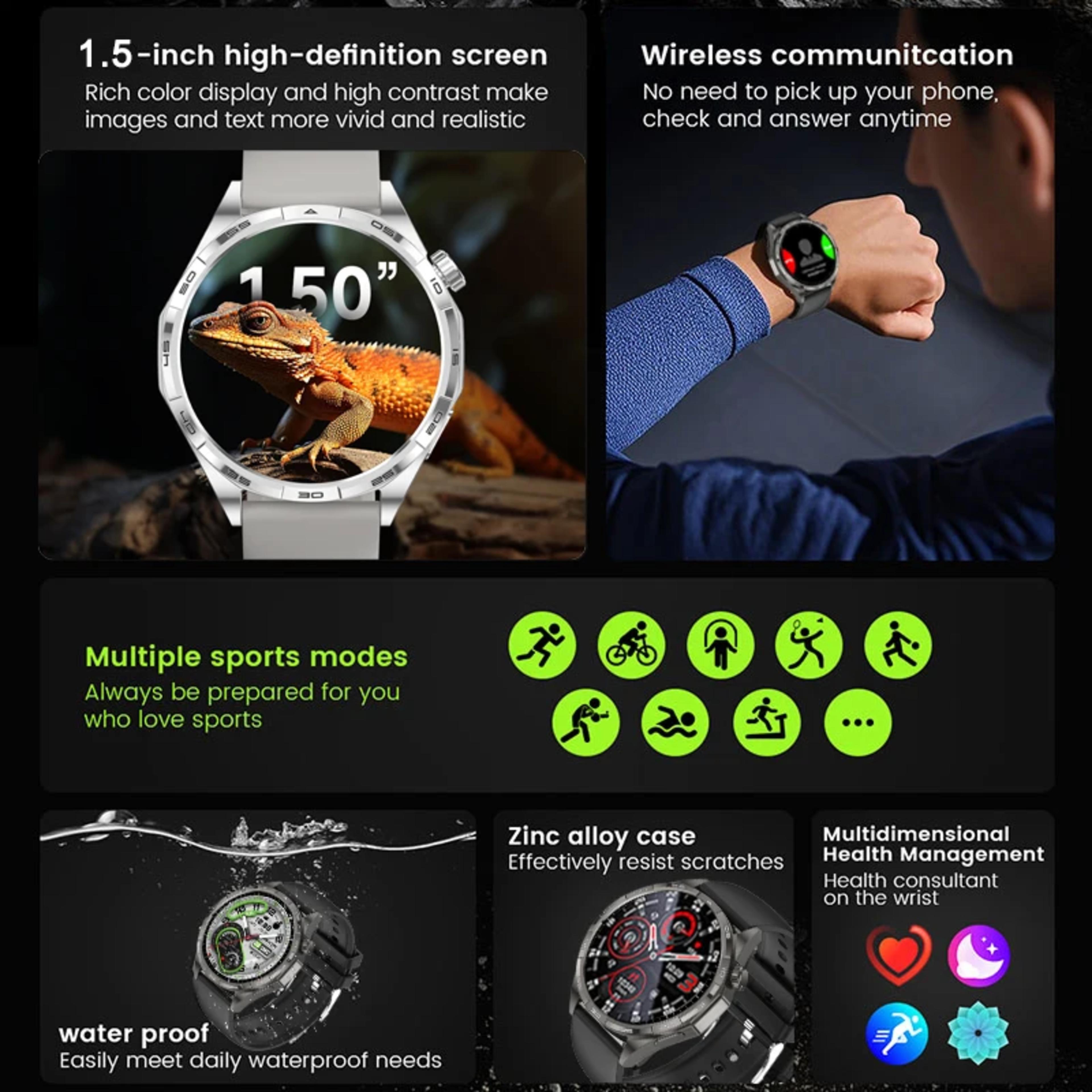 New Watch GT6 Smart Watch Men HD AMOLED Screen GPS Track Always Show Time Heart Rate Bluetooth Call Waterproof Sports Smart watch alternate