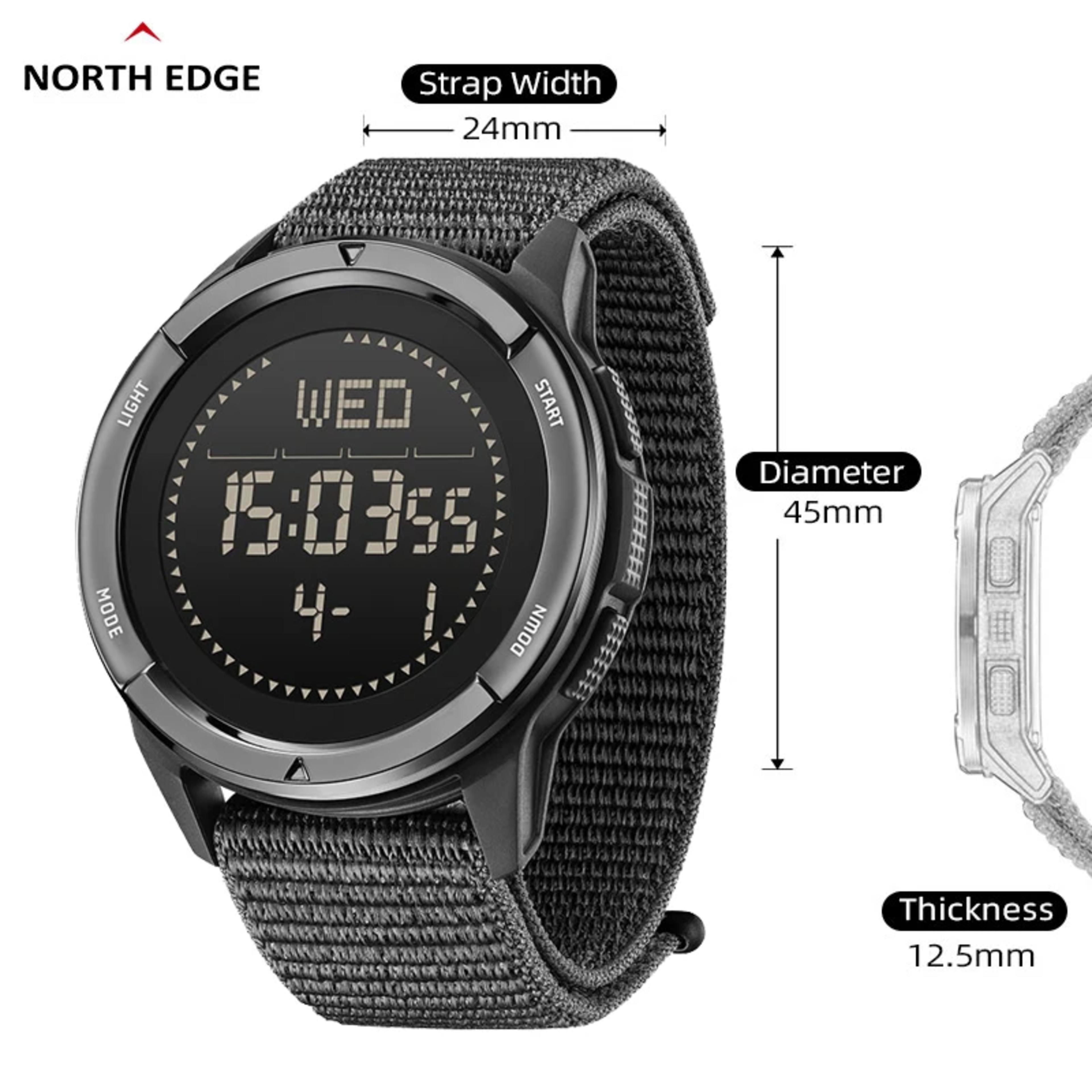 NORTH EDGE ALPS Men's Digital Carbon fiber Watch Shock Militray Sports Super Light Outdoor Compass Waterproof 50M Wristwatches view 3