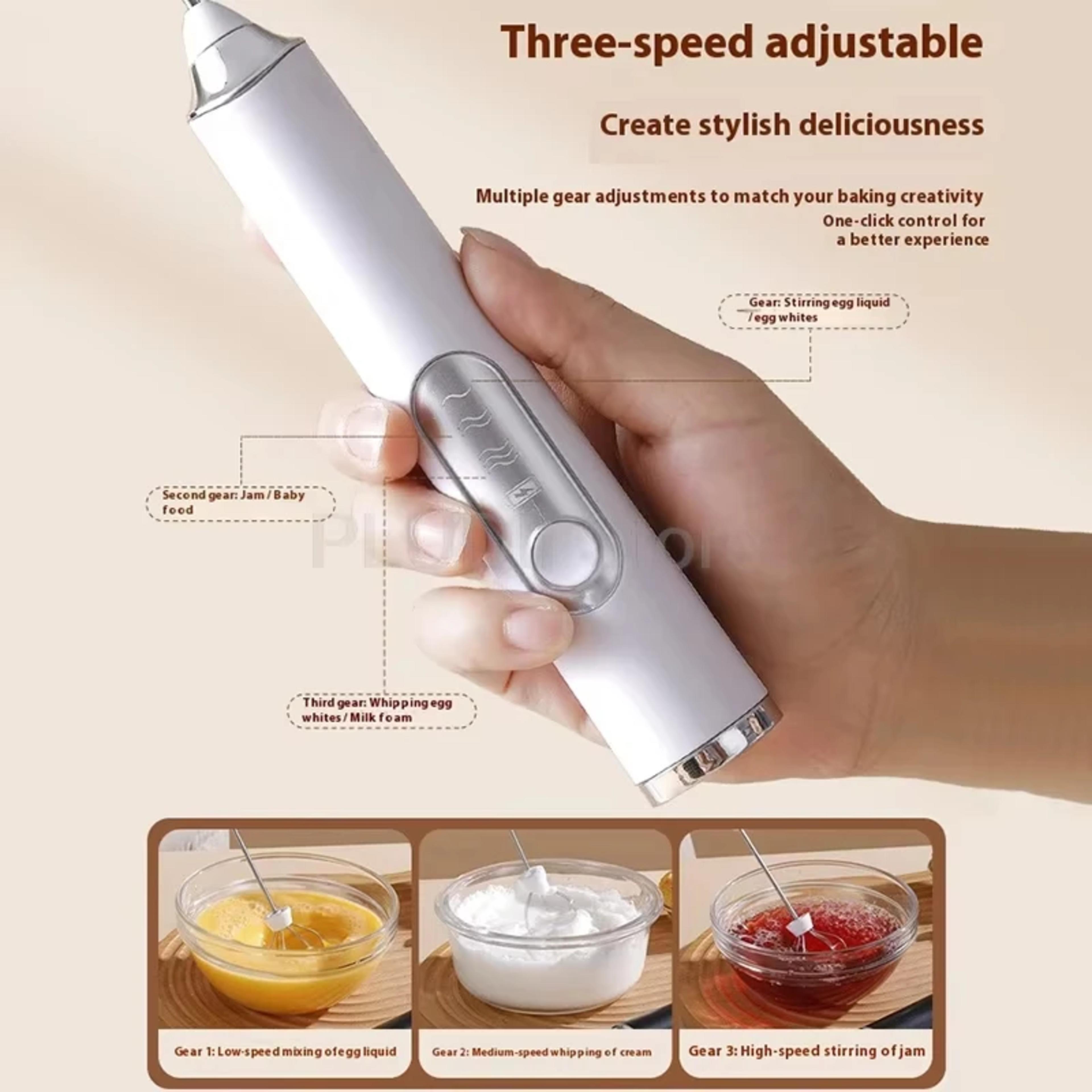 Portable milk frother, handheld egg beater, USB milk coffee cream stick, 3-speed cream and butter mixer, multifunctional mixer view 3