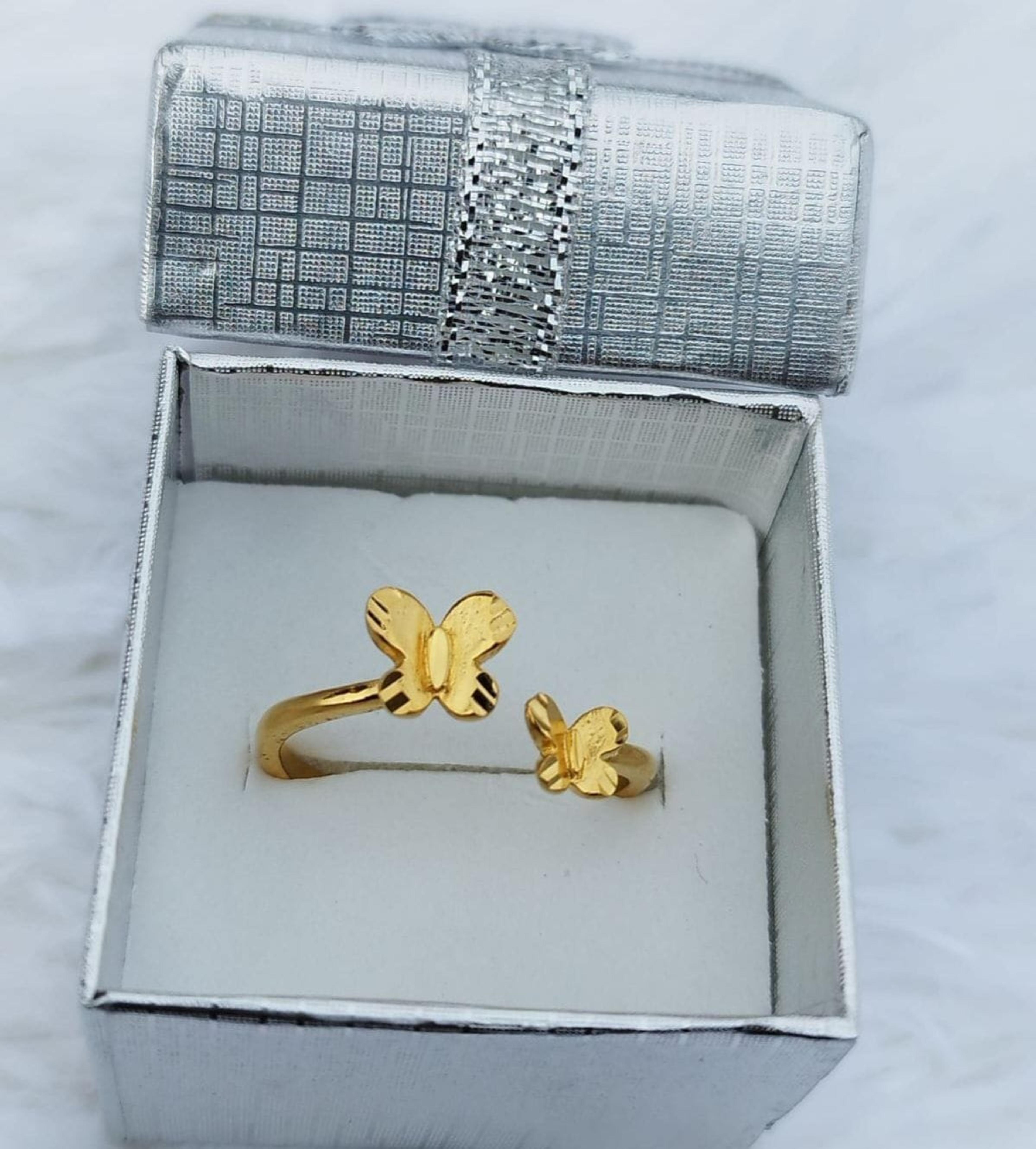 Ring for Women Anniyo Matt Gold Color Butterfly Resizable Double Love Shape Ring African Arab Middle Eastern Wedding Jewelry