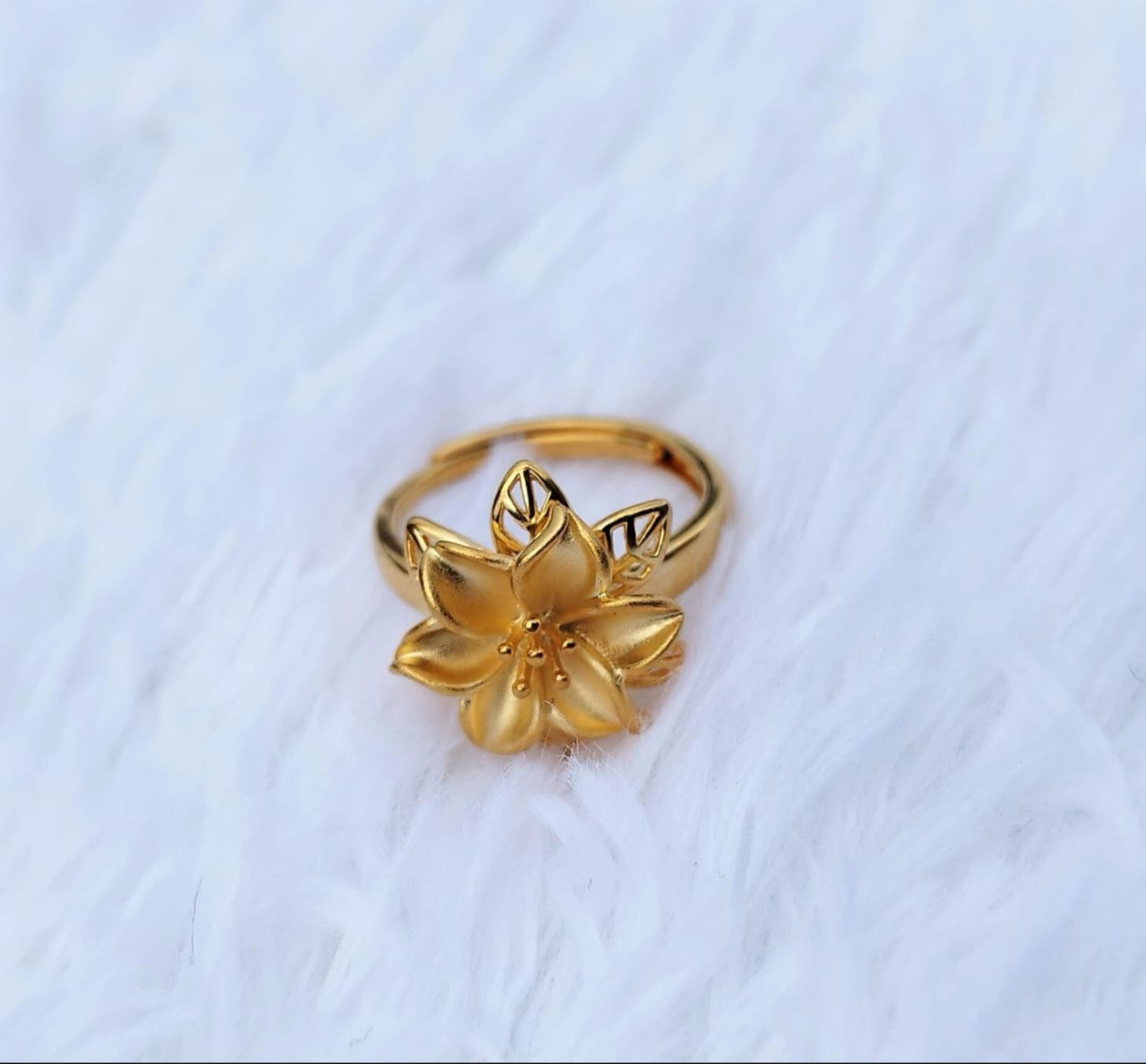 Ring For Women Vintage Gold Color Metal Flower Girls Simple Geometric Opening Index Finger Ring Party Temperament Jewelry Gifts