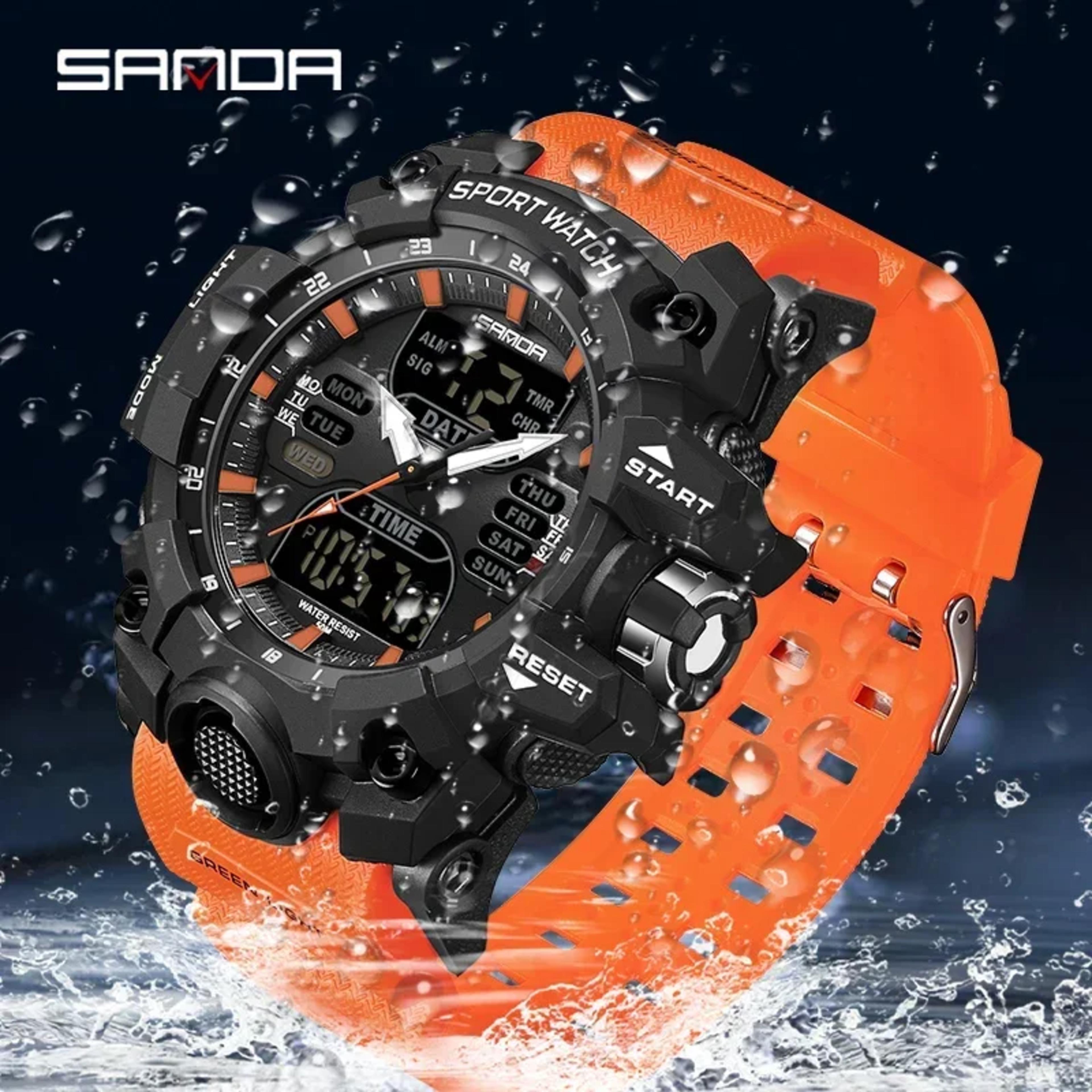 SANDA 6126 Digital Clock Dual Display Men Watches Waterproof Sports Watch Military Man Alarm Stopwatch Quartz Wristwatch Male view 3