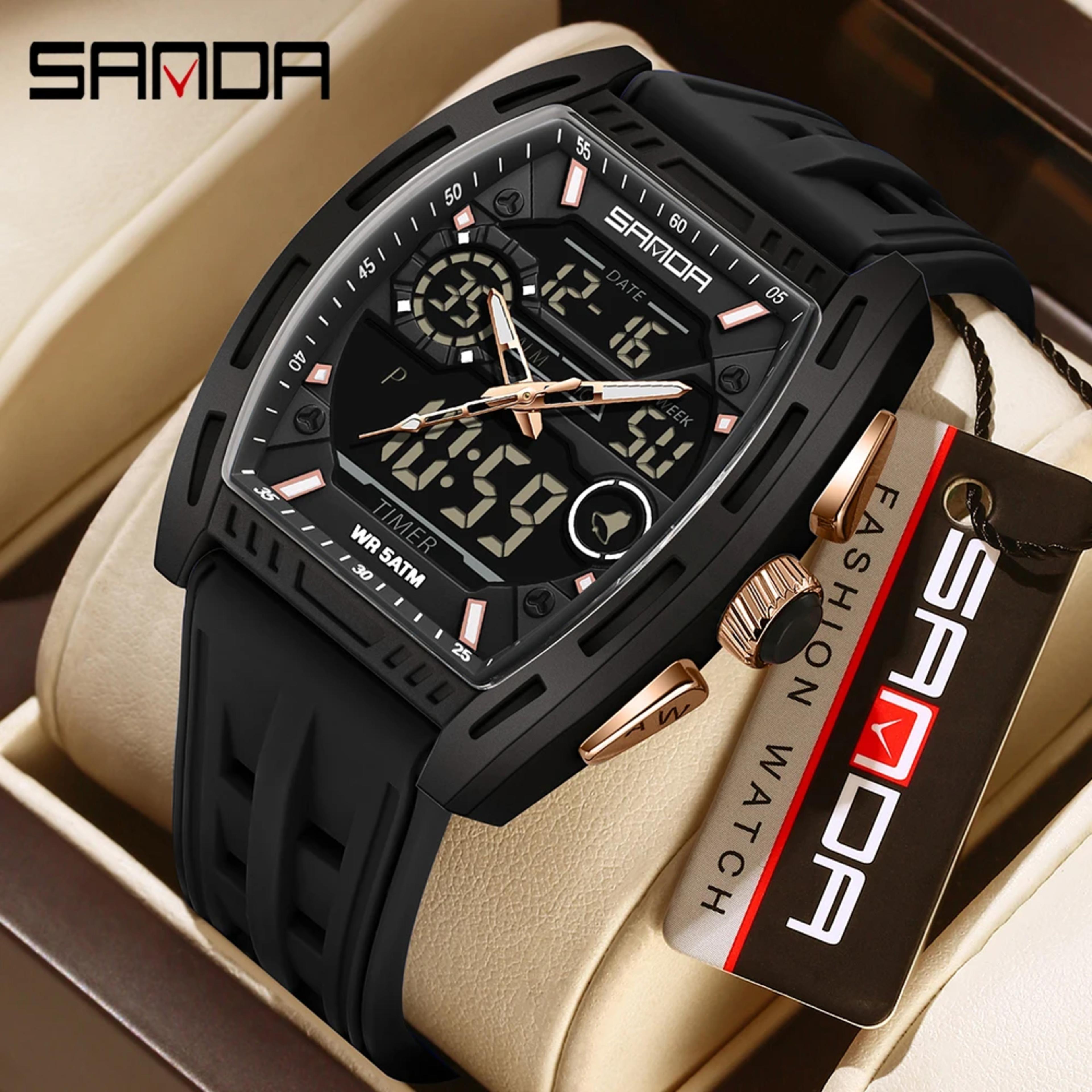 Sanda 6321 brand's new electronic watch digital multifunctional fashion trend men's watch silicone waterproof alarm clock men