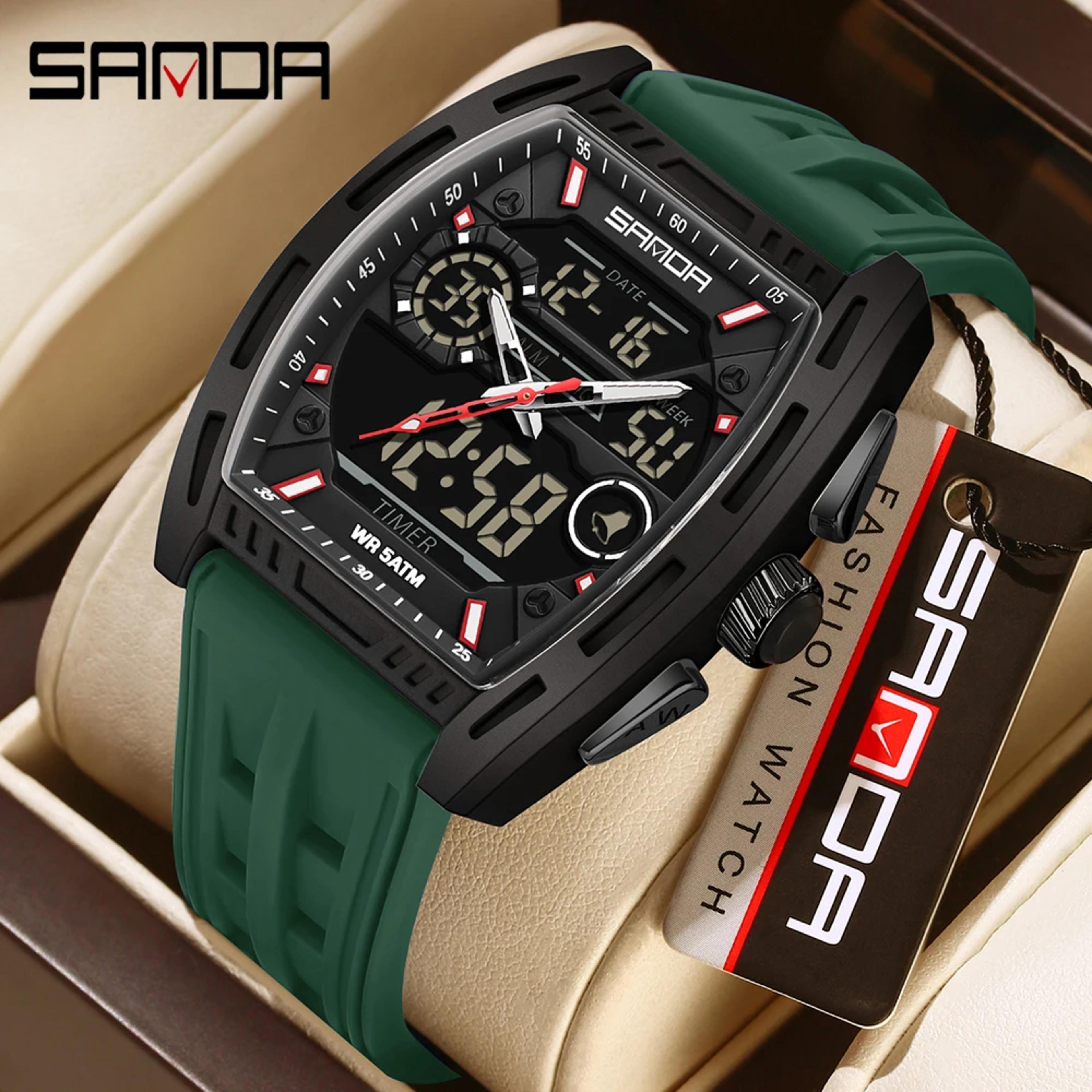 Sanda 6321 brand's new electronic watch digital multifunctional fashion trend men's watch silicone waterproof alarm clock men alternate