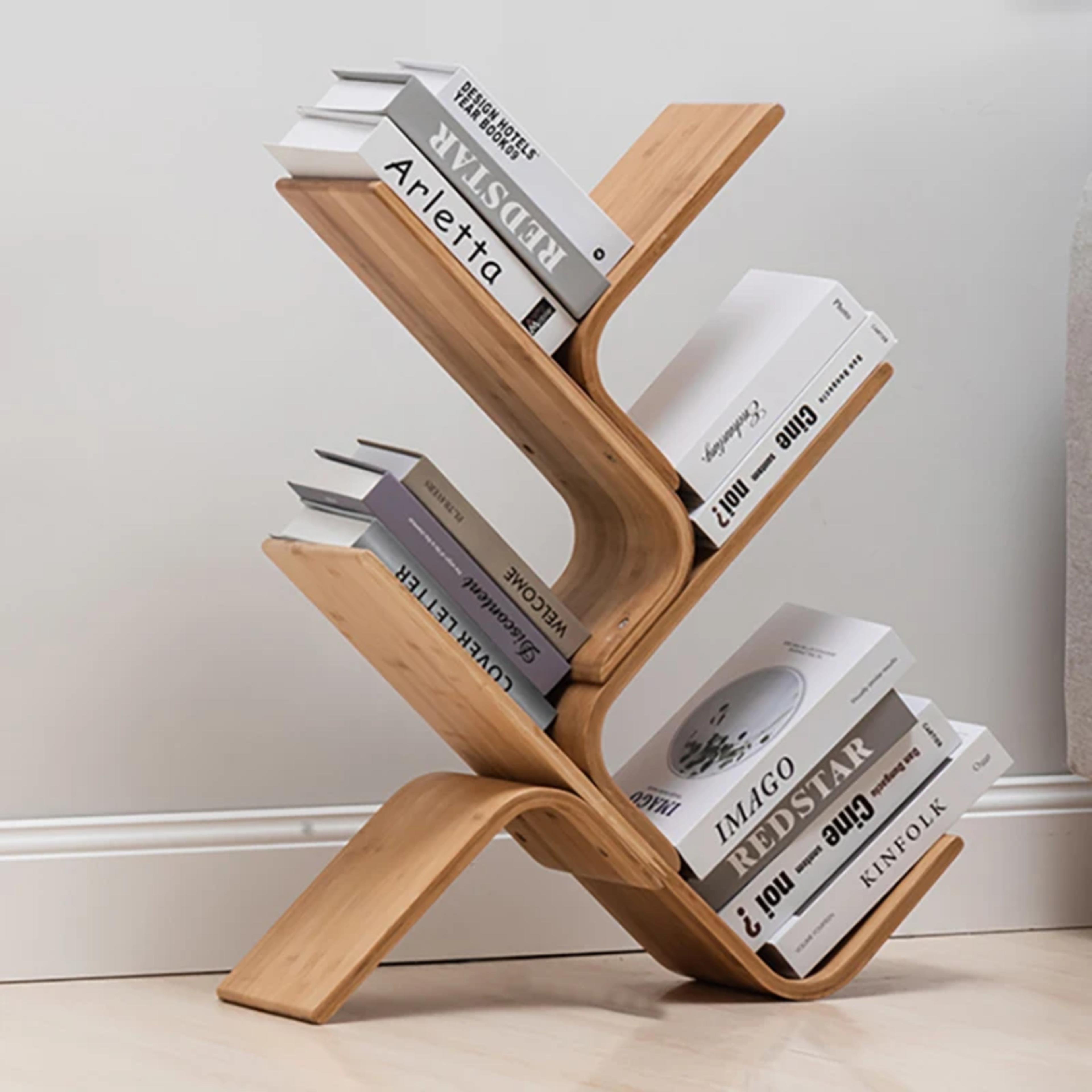 Shelf Filing Curved Bookshelf Wooden Decor Corner Industrial Bookshelf Minimalist Bedroom Estante Para Livros Furniture view 3