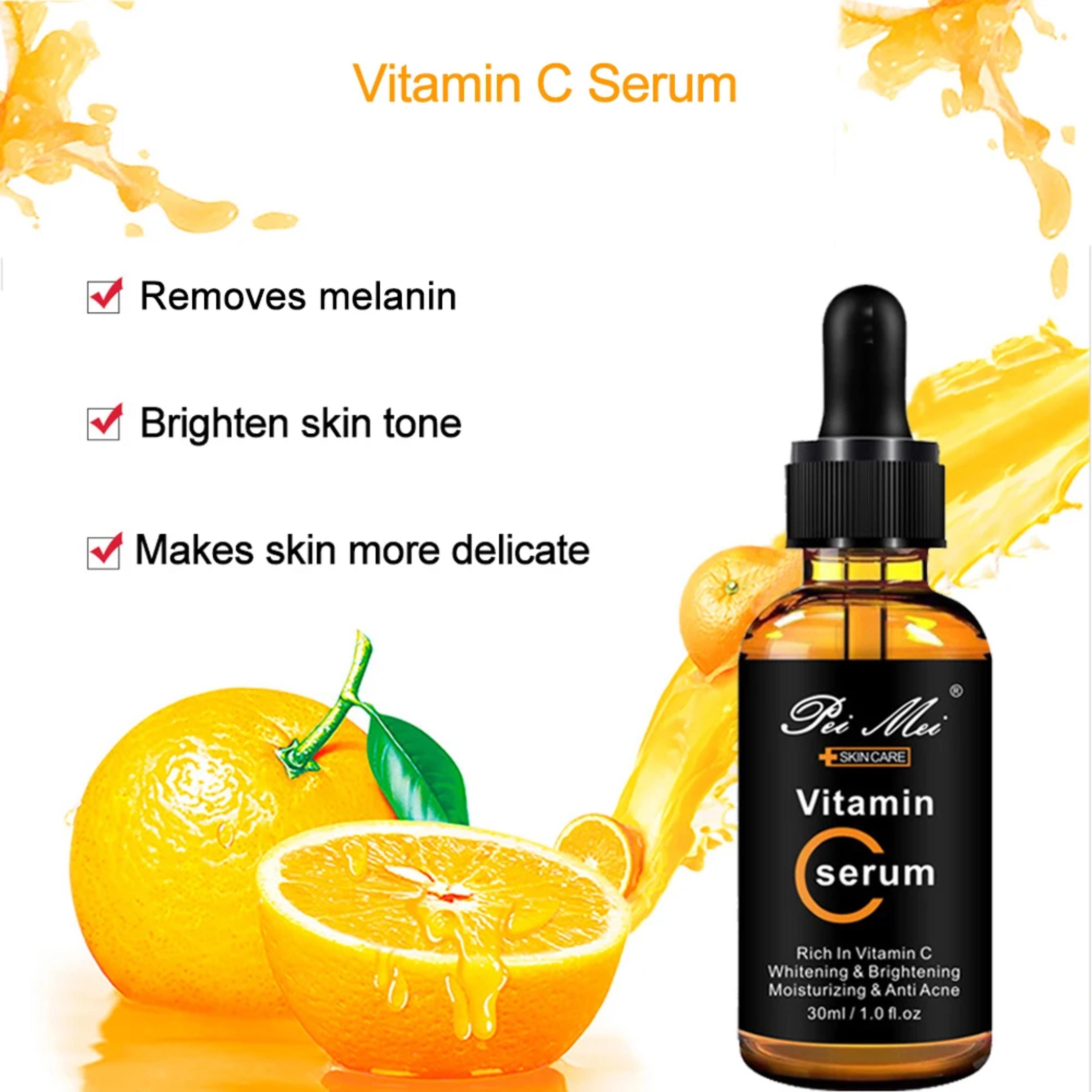 Skincare Products Vitamin C Facial Serum Brighten Skin Lighten Spots Hyaluronic Acid Face Essence Skin Care Products 30ml view 3
