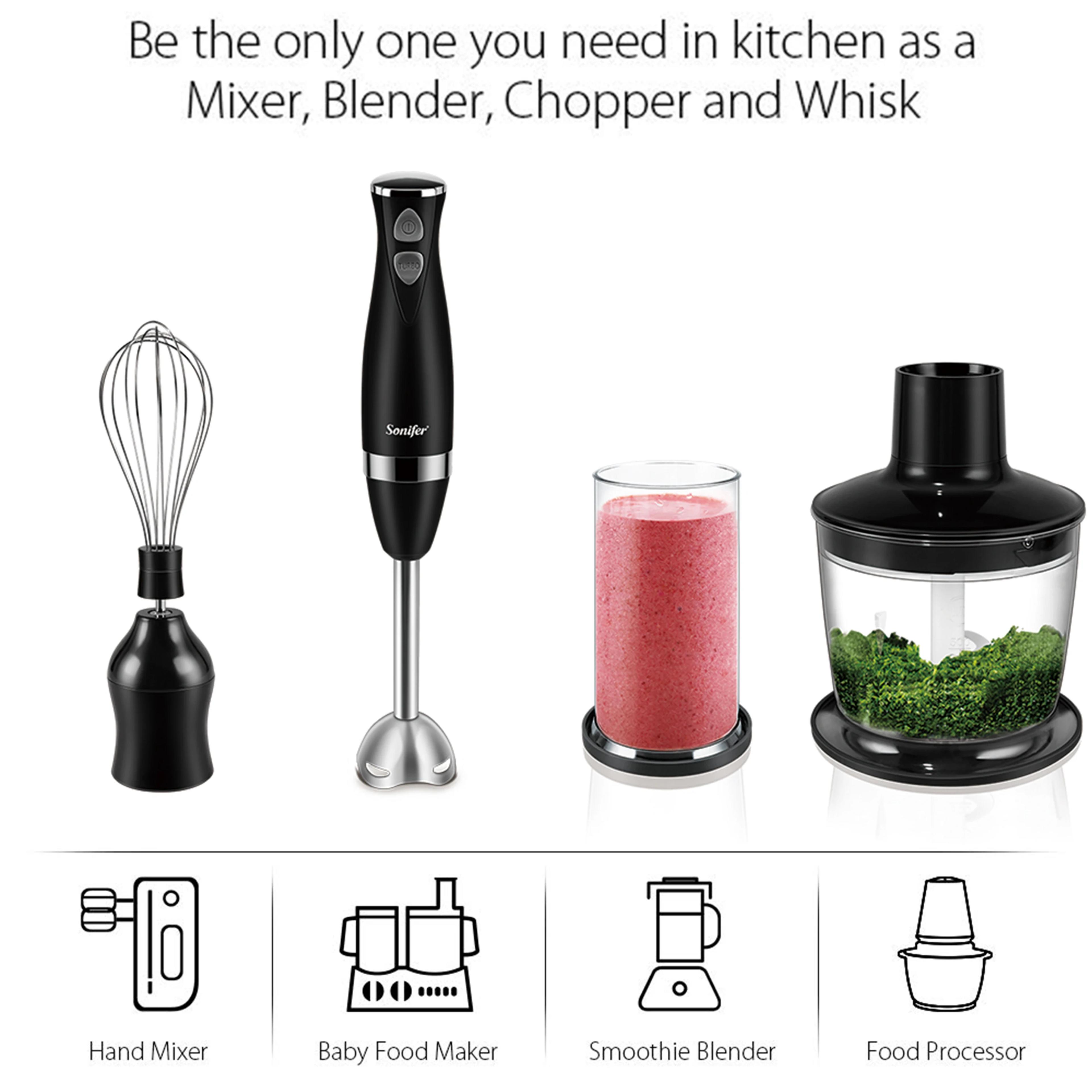 Stainless Steel Hand Blender 3 In 1 Immersion Electric Food Mixer With Bowl Kitchen Vegetable Meat Grinder Chopper Whisk Sonifer view 3