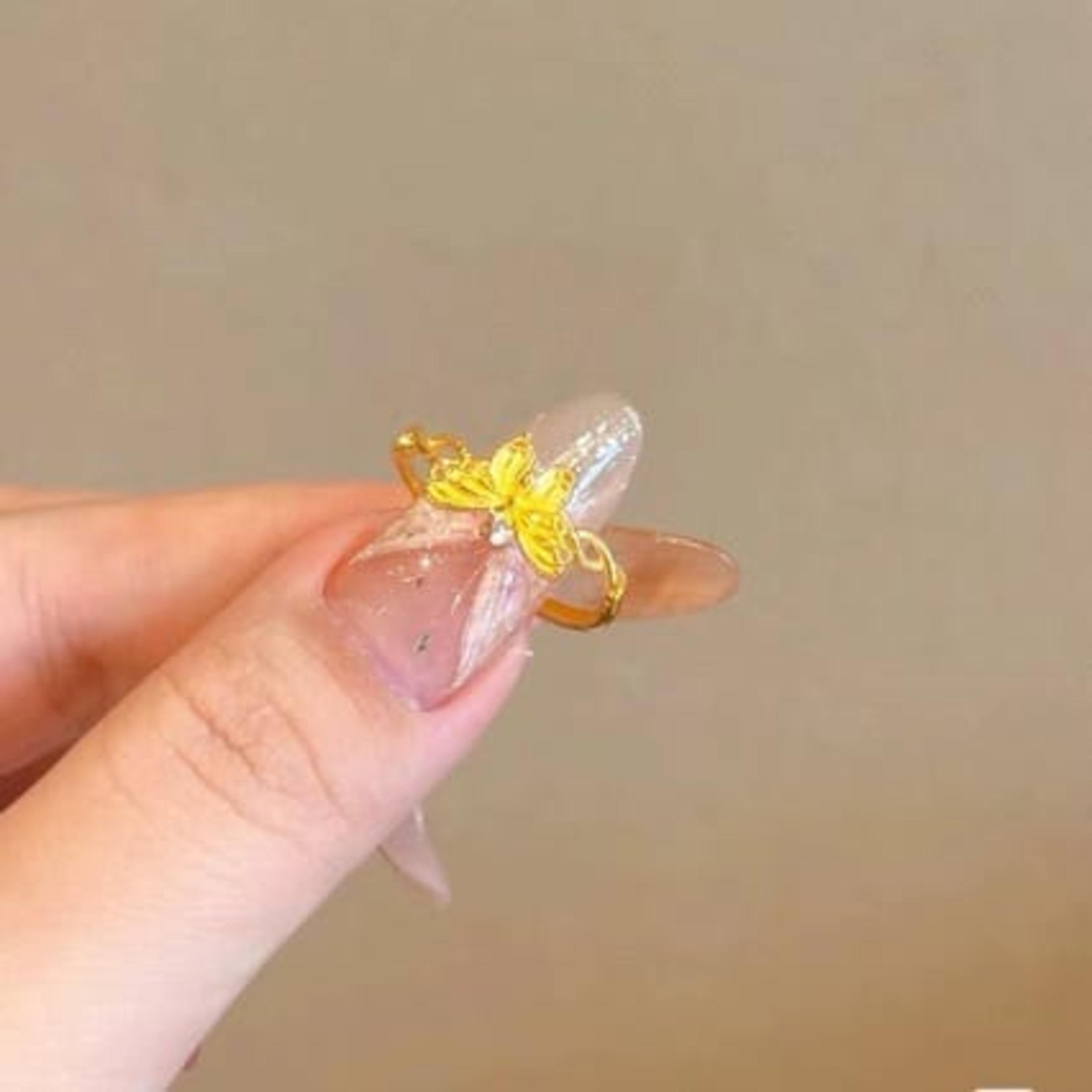 【Surprise Price】New Butterfly Ring Women's Niche Design Light Luxury Adjustable Tail Ring Fashion Personalized Copper Gold Plated Ring view 3