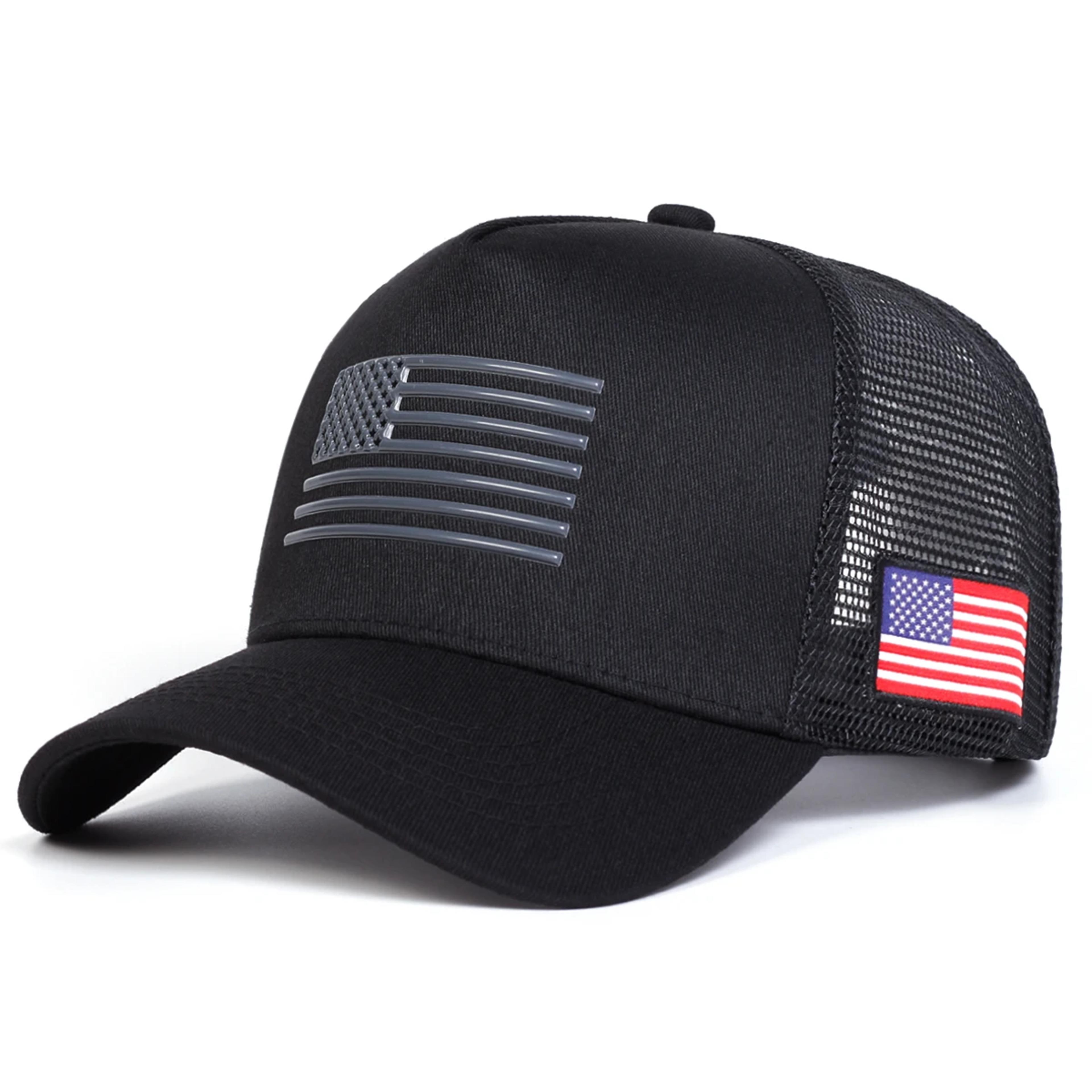 Unisex American Flag Embroidery Baseball Net Caps Spring and Summer Outdoor Adjustable Casual Hats Sunscreen Hat Sports Cap alternate