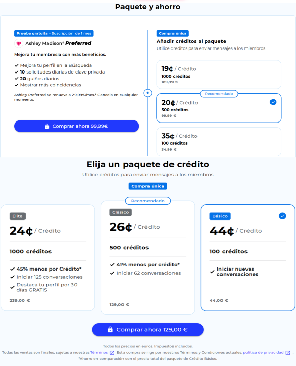 ashley madison cost es new