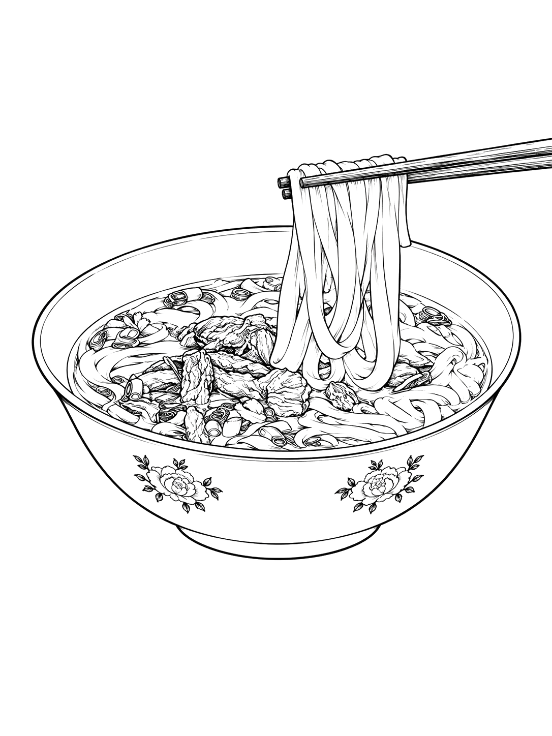 Changsha rice noodle bowl illustration