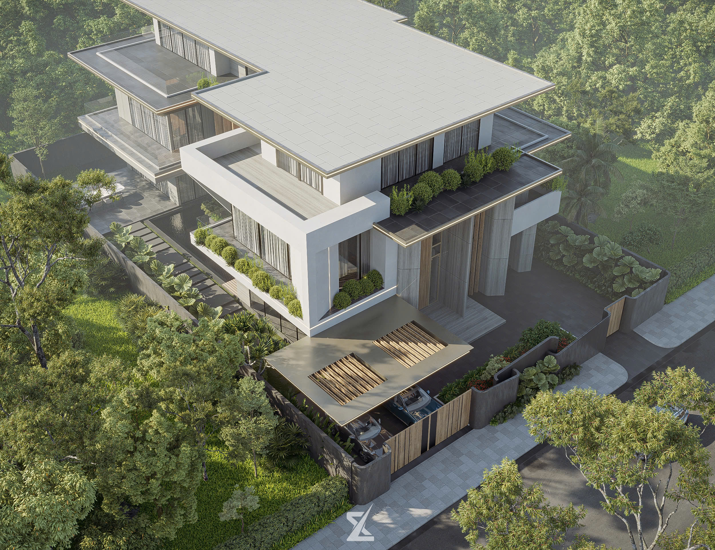 Toàn cảnh flycam biệt thự THE OASIS VILLA nhìn từ trên cao