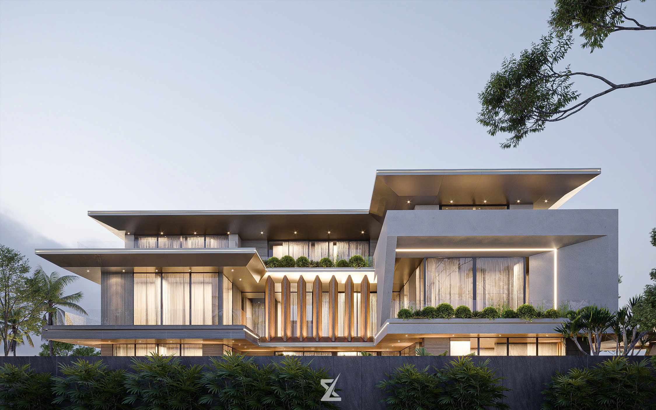 Mặt tiền THE OASIS VILLA rực rỡ khi lên đèn về đêm