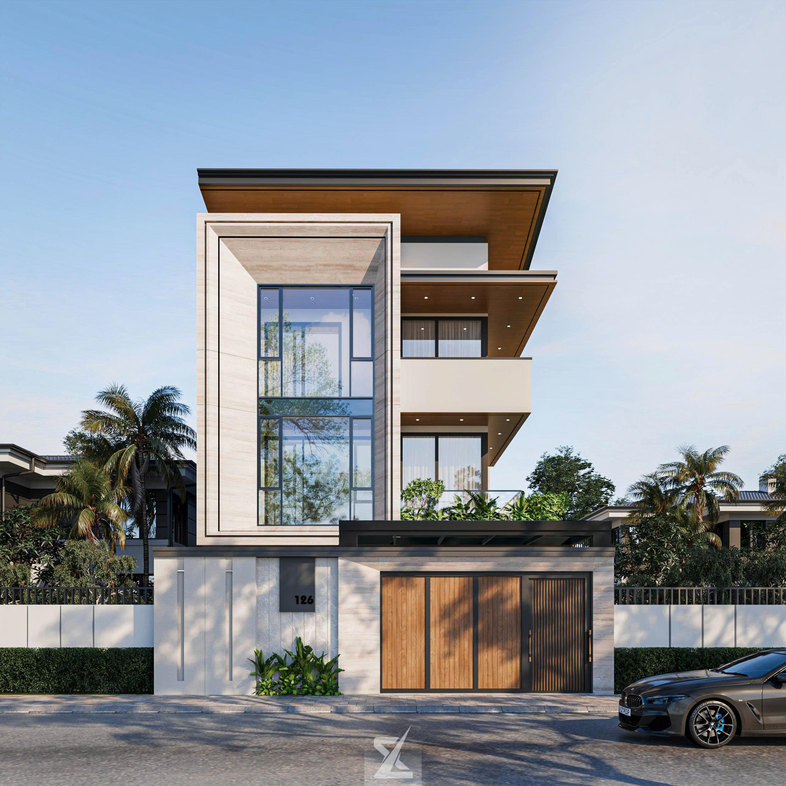 Phối cảnh chính diện The Lumina Villa ban ngày