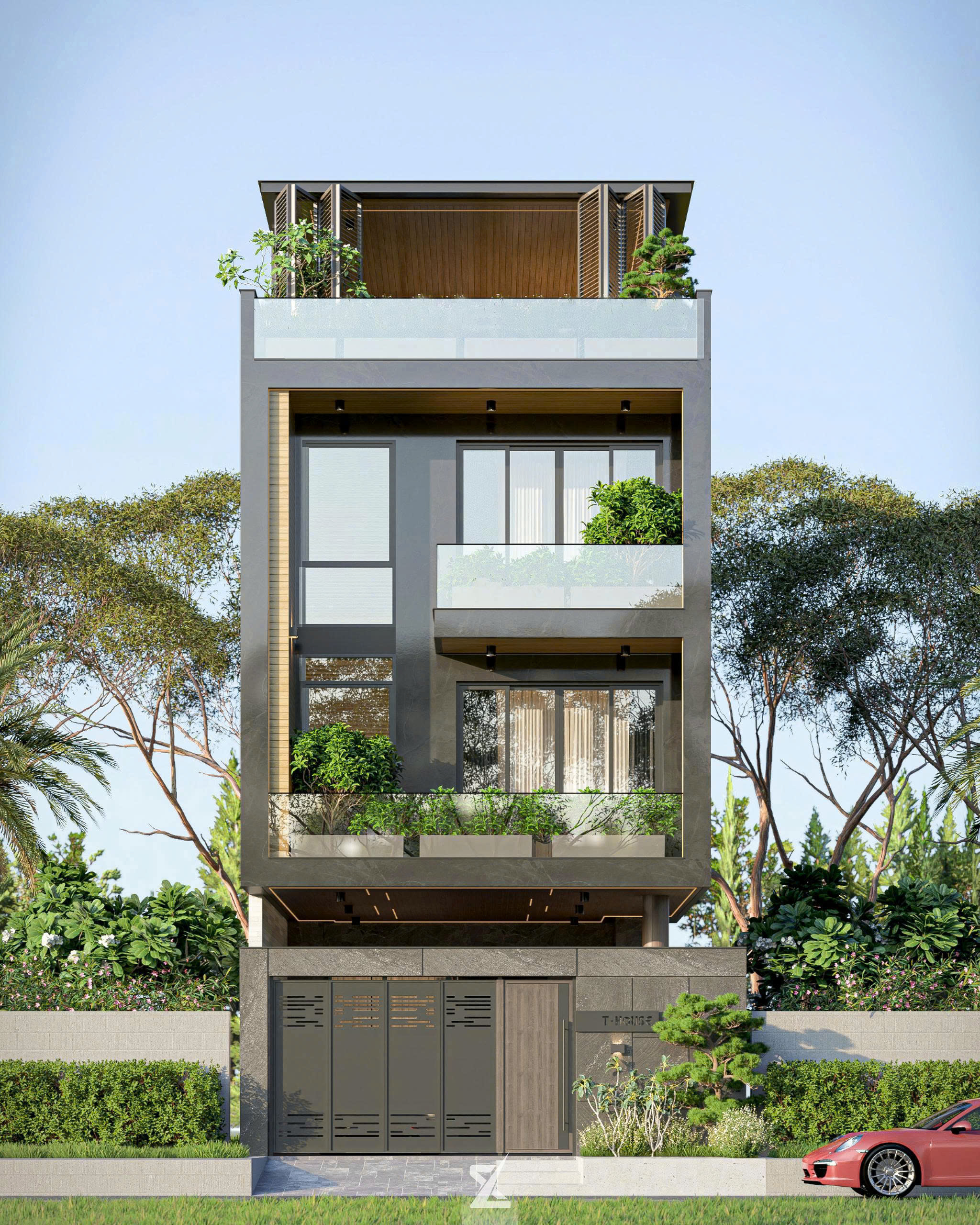 Mặt tiền trực diện ban ngày của Tài & Hà Villa