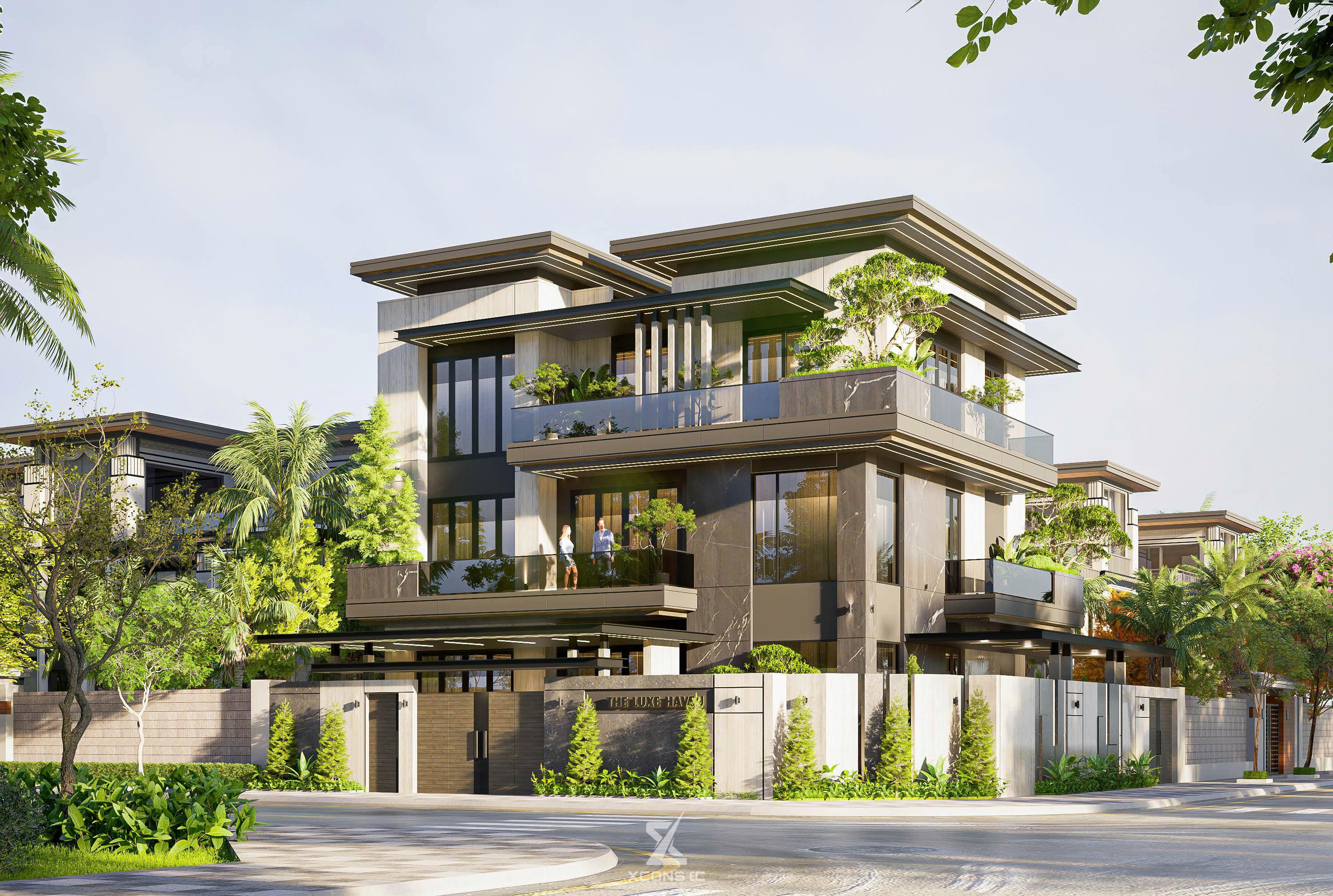 Góc phối cảnh toàn cảnh biệt thự nghỉ dưỡng The Lux Haven Villa