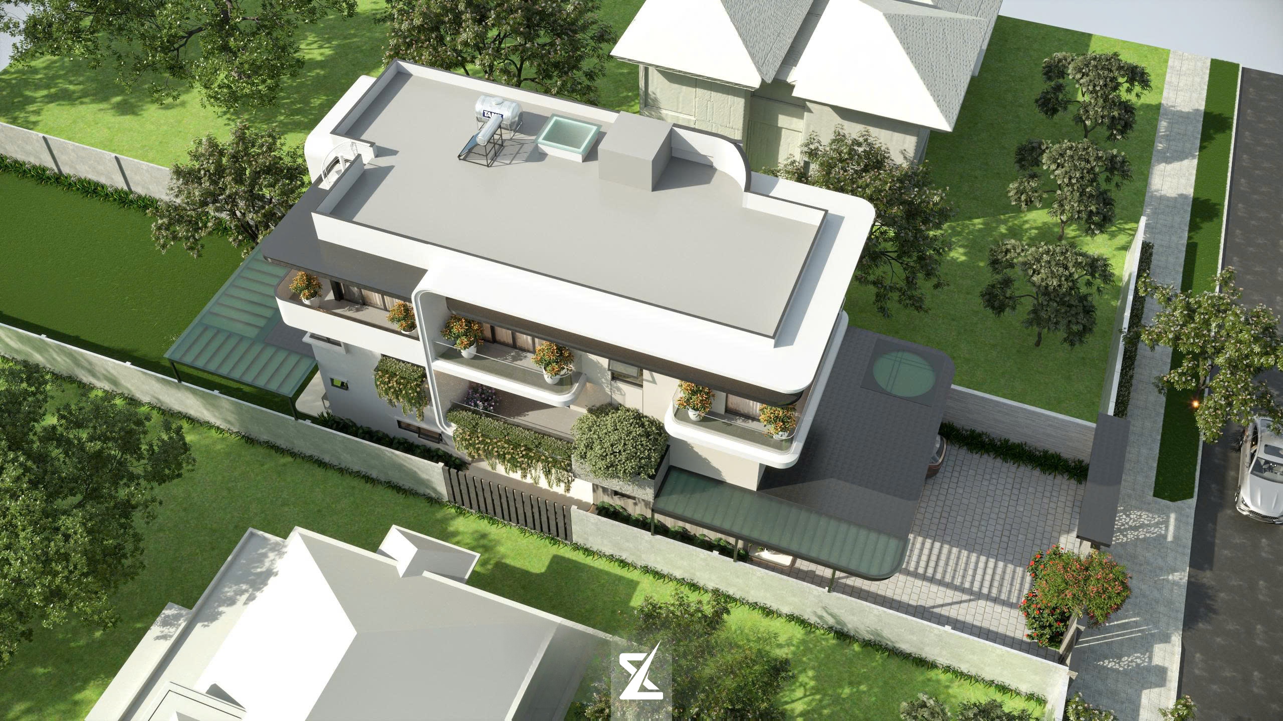 Phối cảnh từ trên cao toàn cảnh công trình Modern Flow Đồng Nai