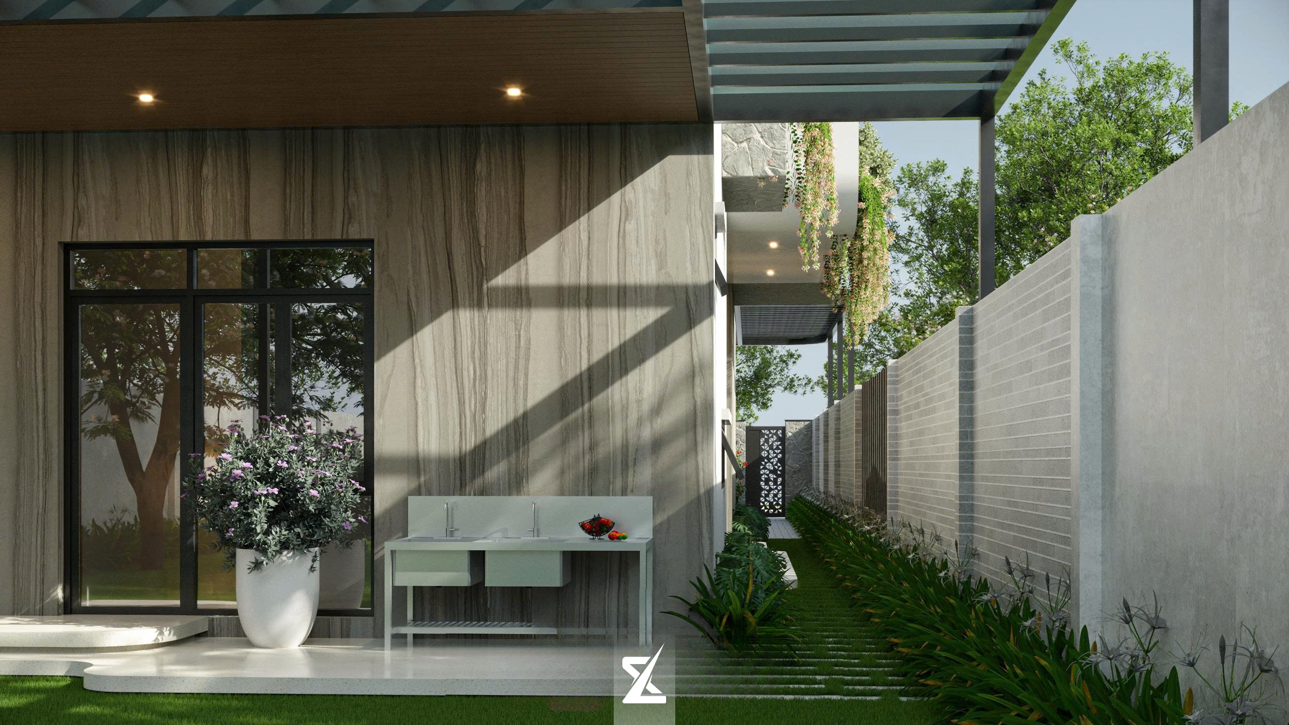 Khu vực tiện ích sân vườn ngoài trời biệt thự Modern Flow
