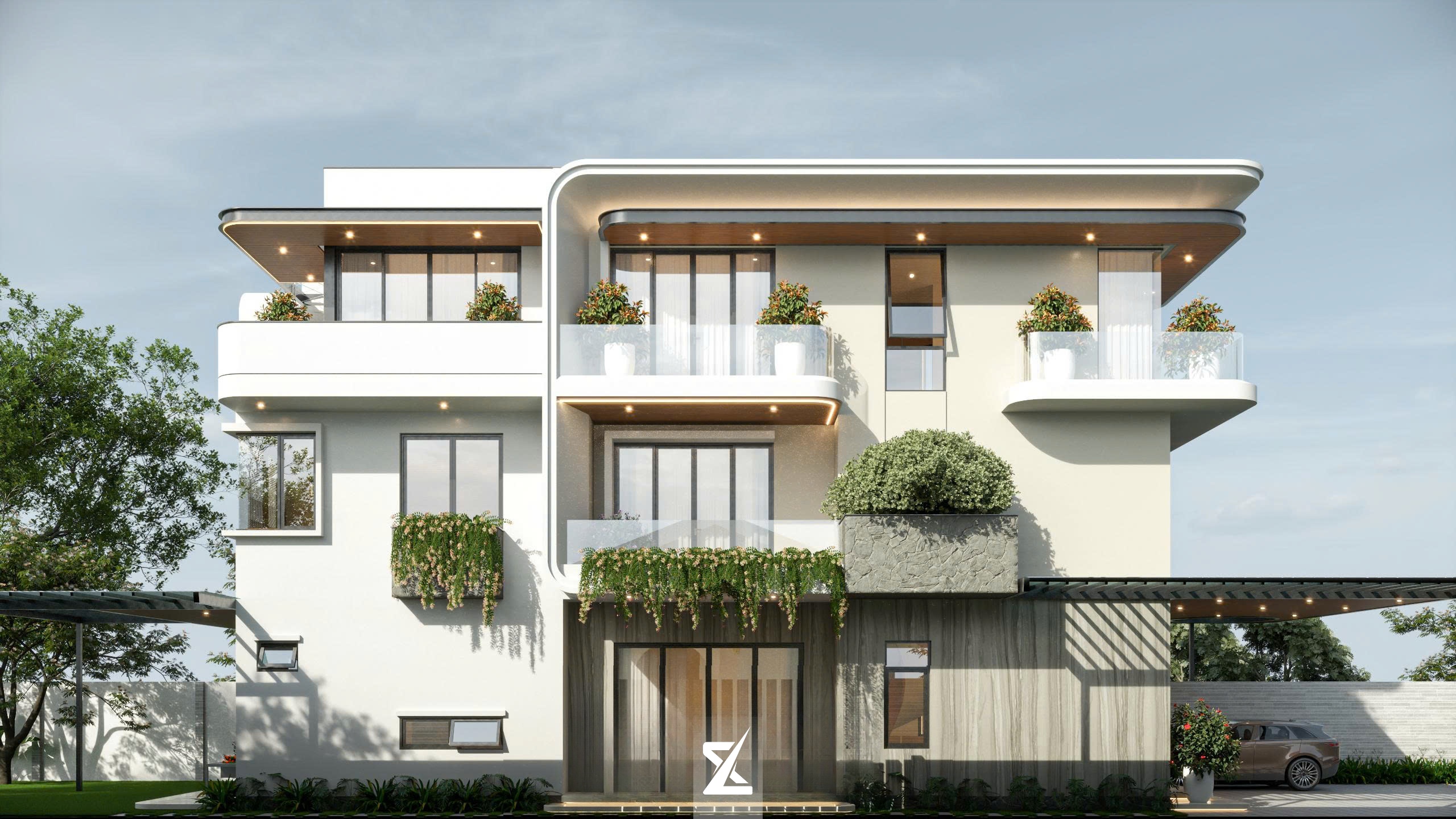 Toàn cảnh hông nhà biệt thự Modern Flow ngập tràn ánh nắng ban mai