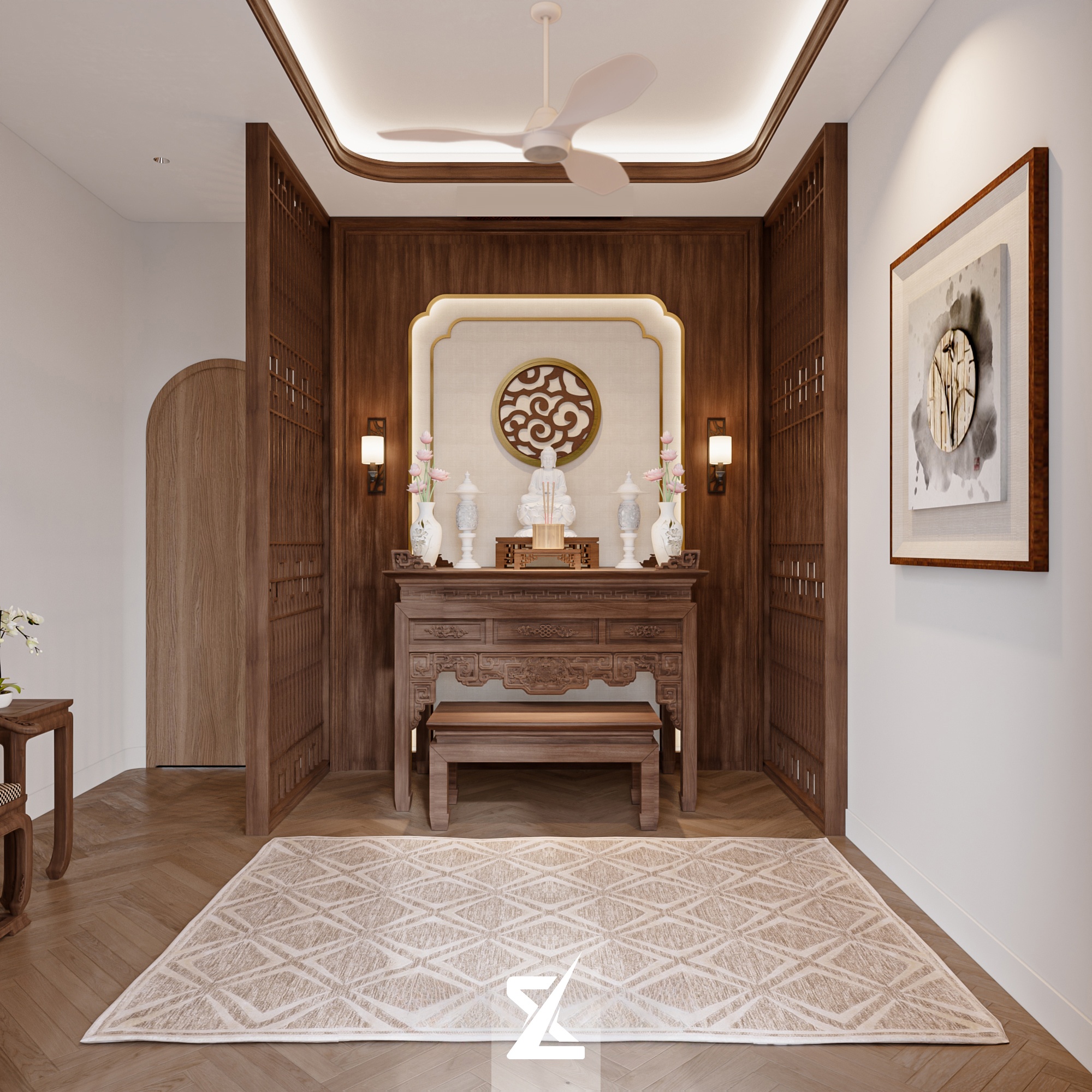 Không gian phòng thờ trang nghiêm ấm cúng tại SOLÉA VILLA