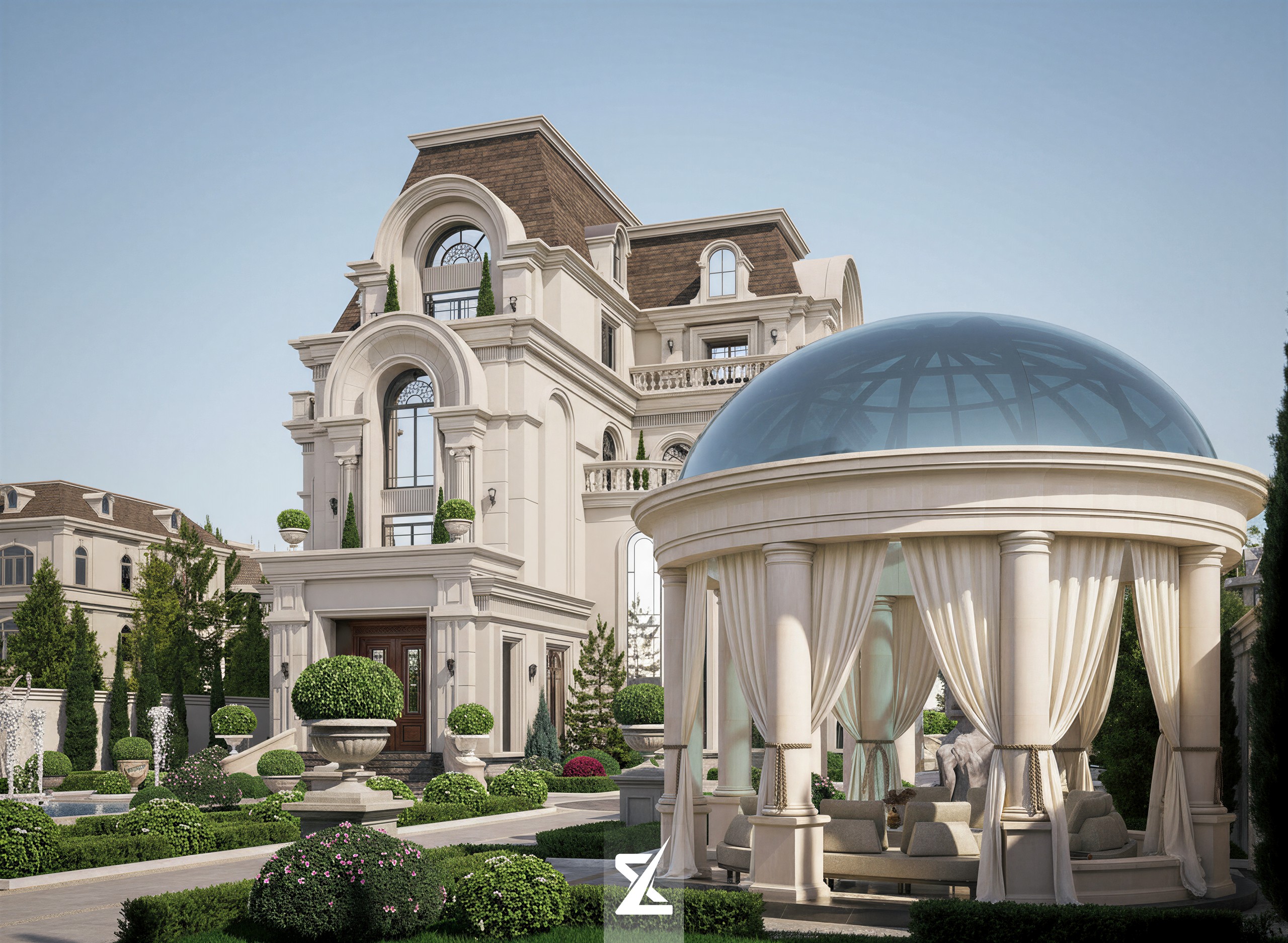 Chòi nghỉ vọng cảnh Gazebo mái vòm kính nghệ thuật lộng lẫy