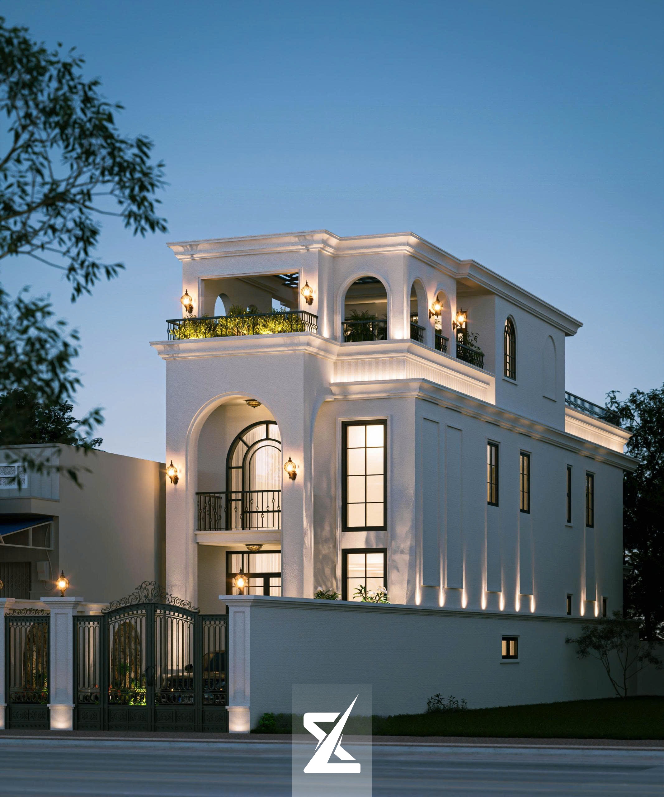 G-Villa rực rỡ và ấm áp khi đêm về nhờ hệ thống chiếu sáng mặt đứng được tính toán tỉ mỉ