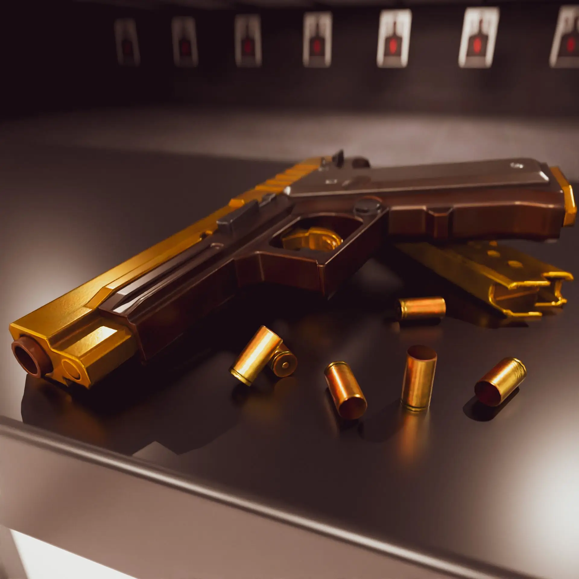 Golden 9mm Pistol