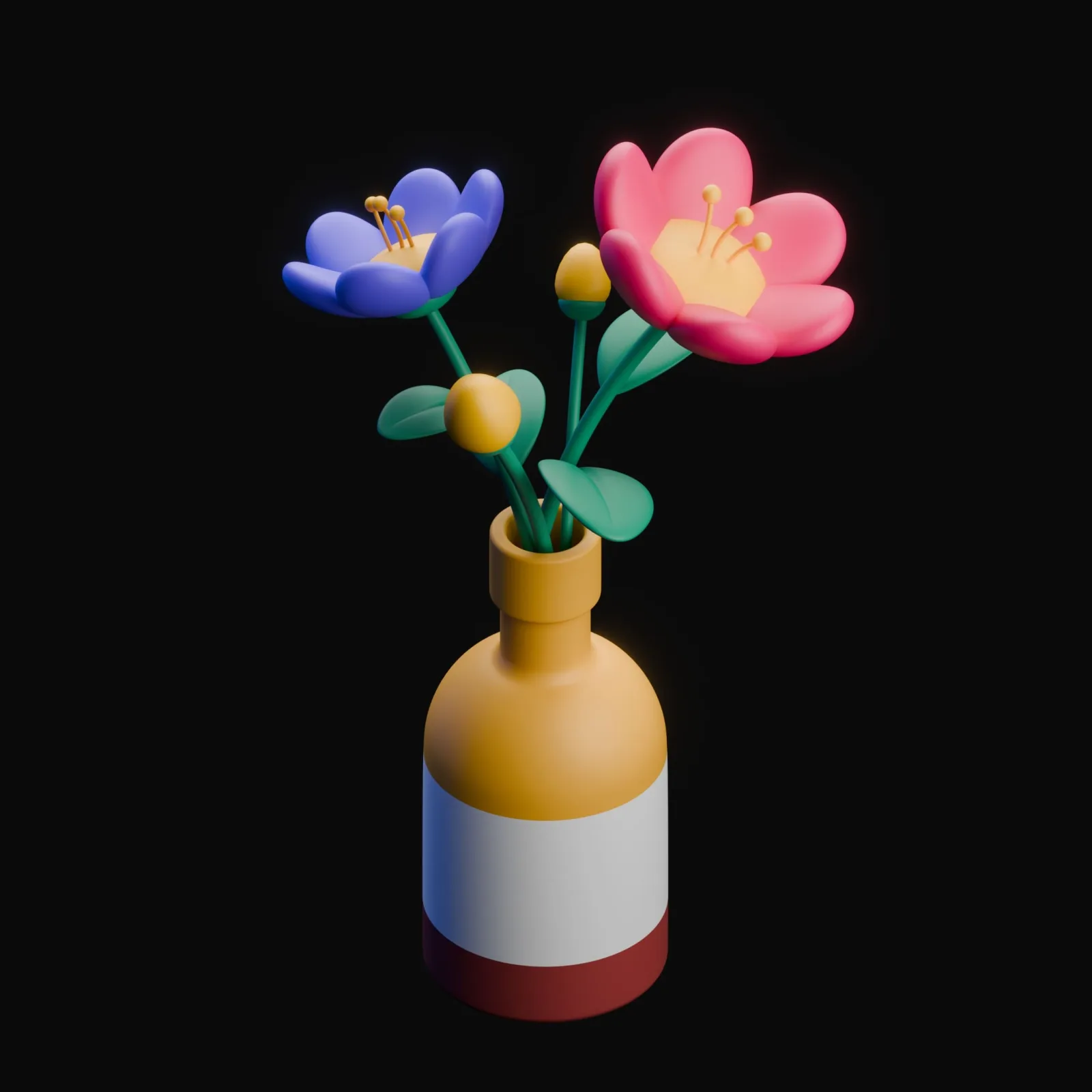 Cute 3D Flower model 1