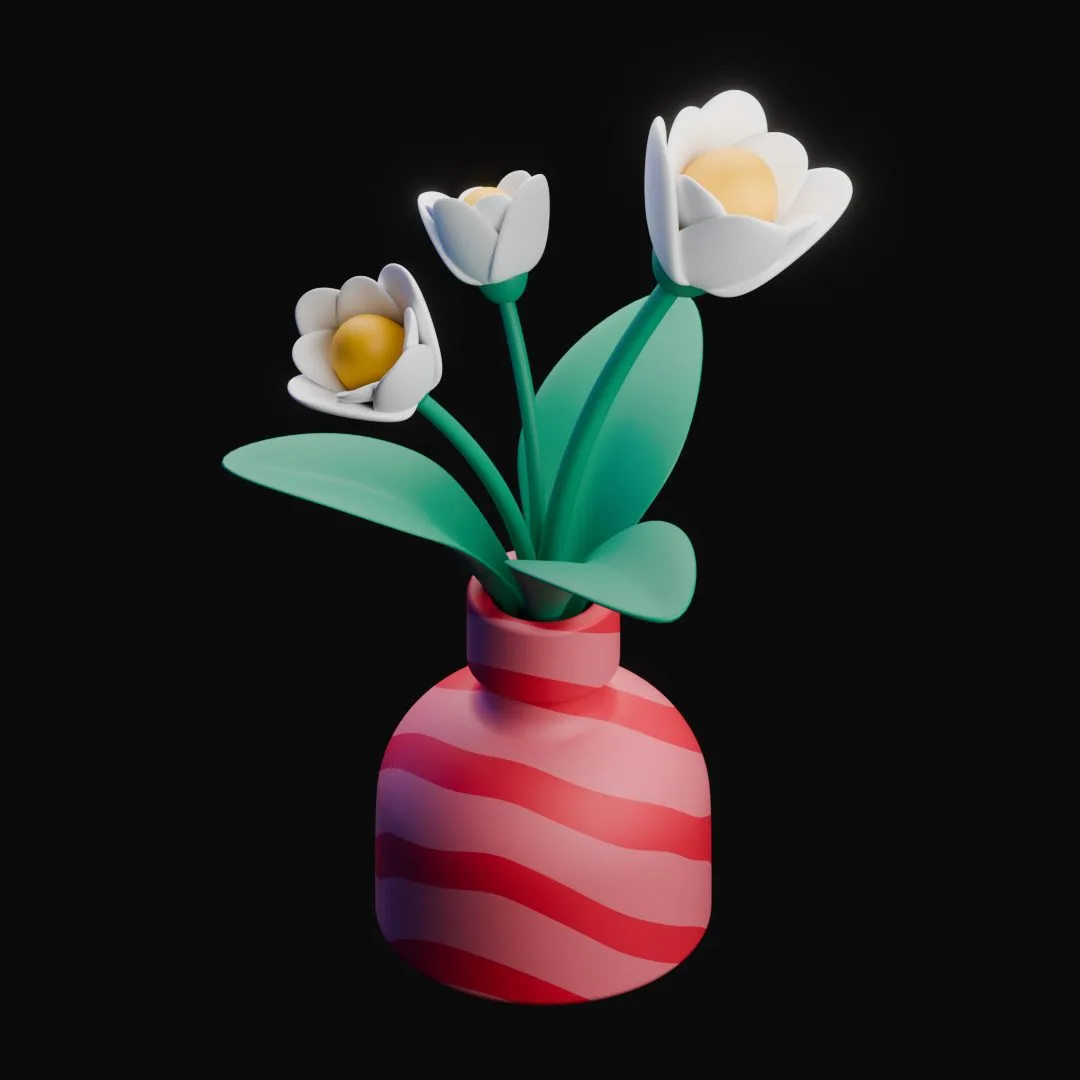 Cute 3D Flower model 2